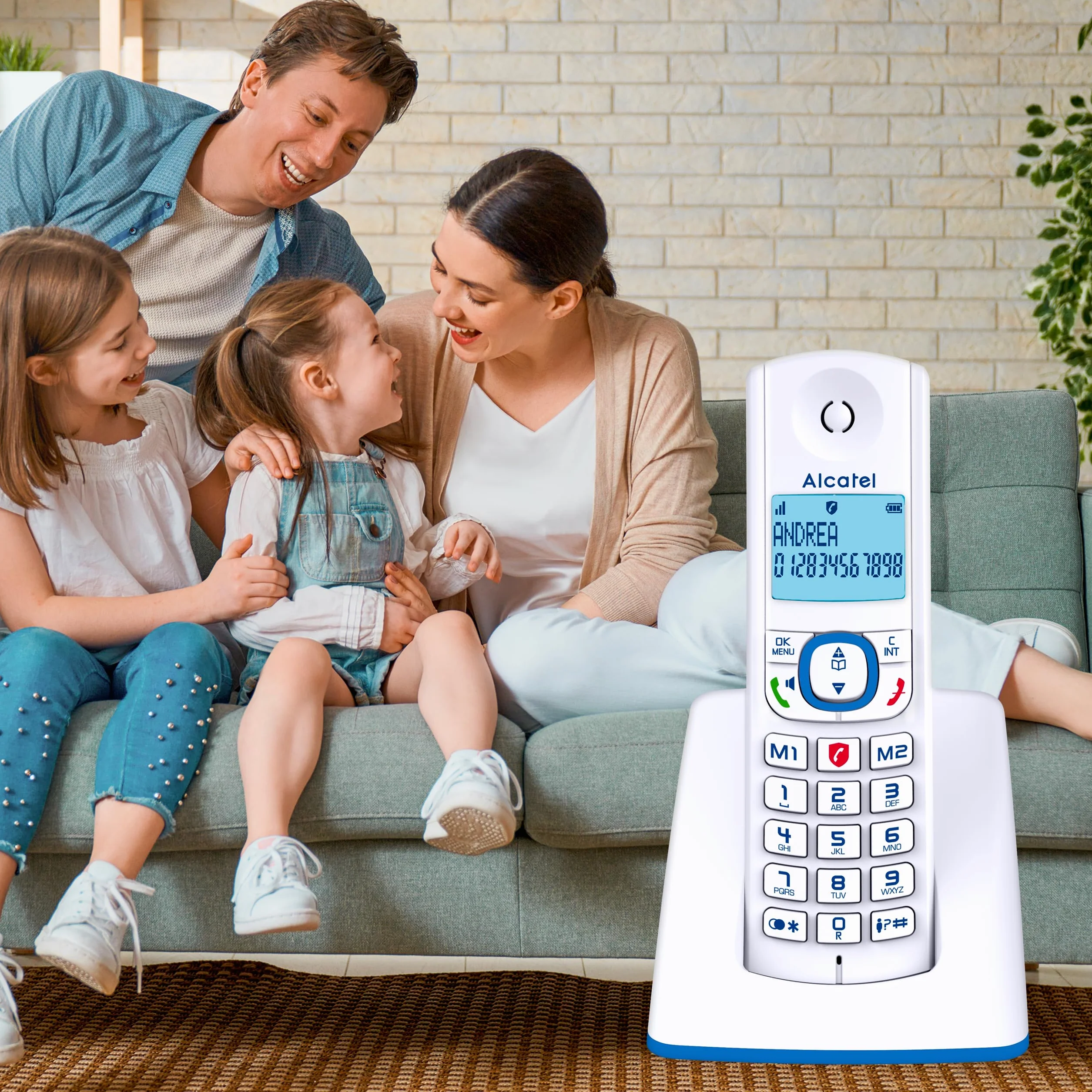 ALCATEL F530 Teléfono inalámbrico DECT Gran pantalla retroiluminada Manos libres Bloqueo de llamadas Blanco/Azul