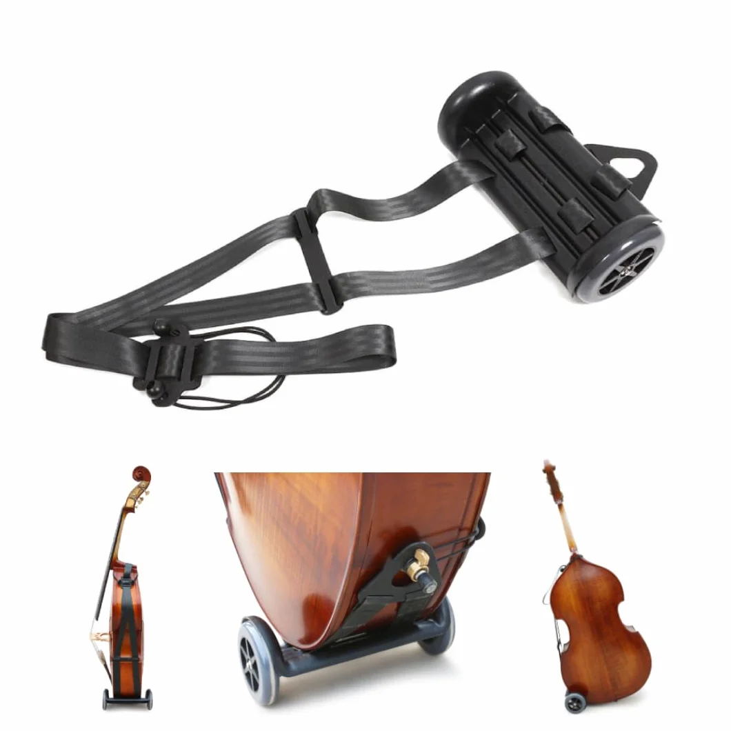 Carrito Vertical para Contrabajo con Correas de Rueda Duraderas, Fácil de Transportar, Negro - Ideal para Contrabajos de Tamaño 1/10 a 4/4 - Alta Portabilidad y Resistencia
