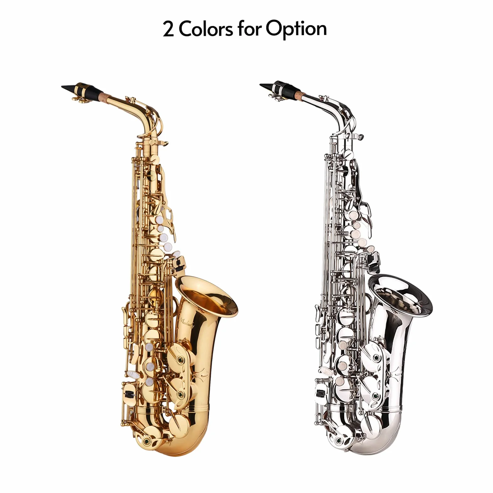Btuty Saxofón Sax Eb Alto Latón E Plano con Patrón Tallado en Superficie, Boquilla de Plástico Exquisita con Guantes, Paño de Limpieza, Cepillo, Correas