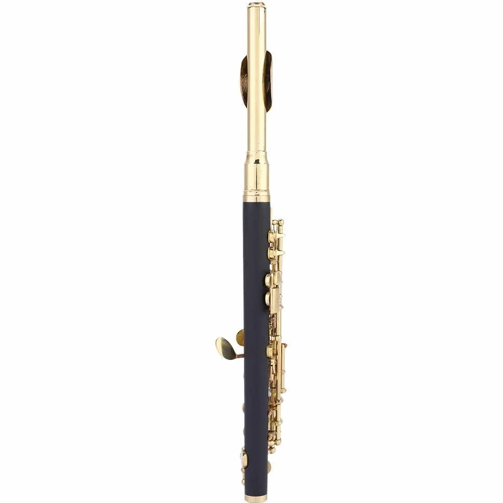 Kit de Instrumentos Piccolo, 2 Colores Flauta Piccolo de Tamaño Medio Tono de Tecla C con Caja Acolchada para Estudiantes Principiantes (Oro)