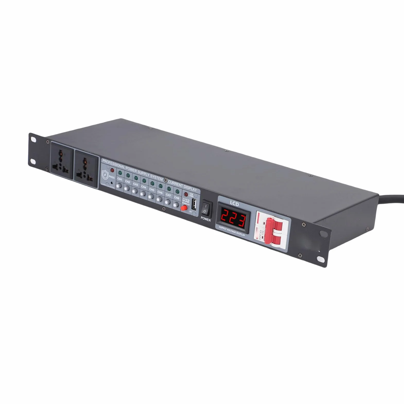VBESTLIFE Acondicionador de Secuenciador de Potencia de 10 Salidas, Regulador de Fuente de Alimentación Digital con Lectura de Voltaje para Cine en Casa, Escenario, Estudio (Enchufe de la UE)