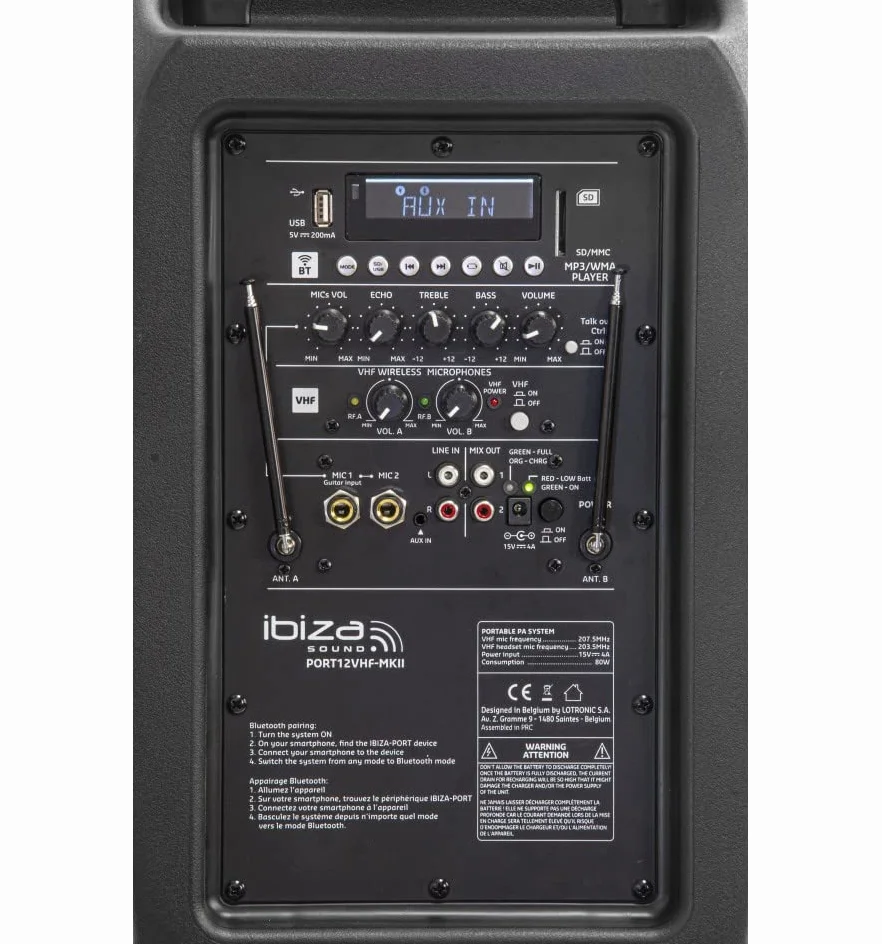 Ibiza Sound PORT12VHF-MKII Altavoz PORTATIL Amplificado AUTÓNOMO