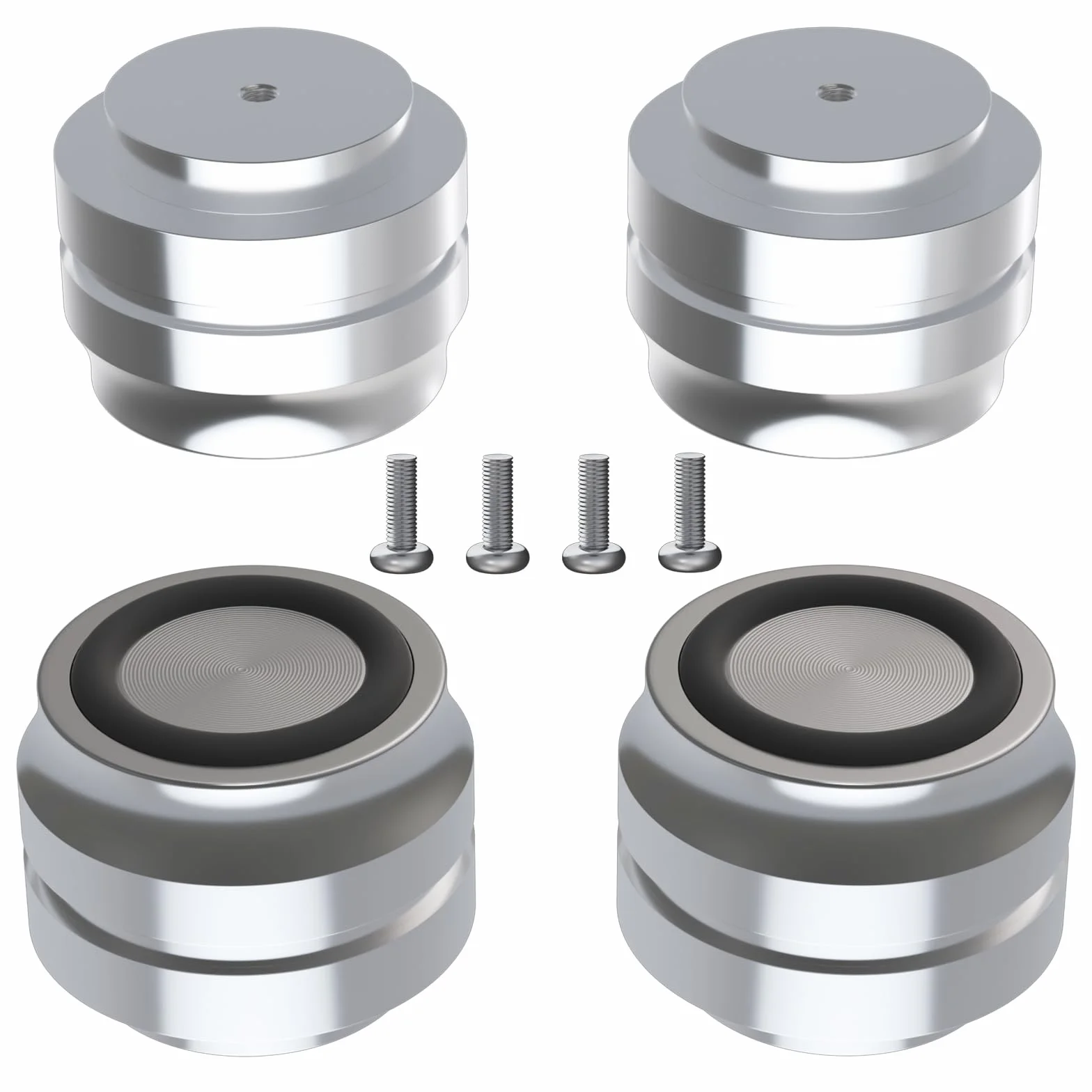 4 patas de aluminio para dispositivos Hi-Fi, absorbentes de alta fidelidad, pies amortiguadores de vibraciones, para atornillar para tocadiscos, subwoofer y altavoces (33 mm x 22 mm)