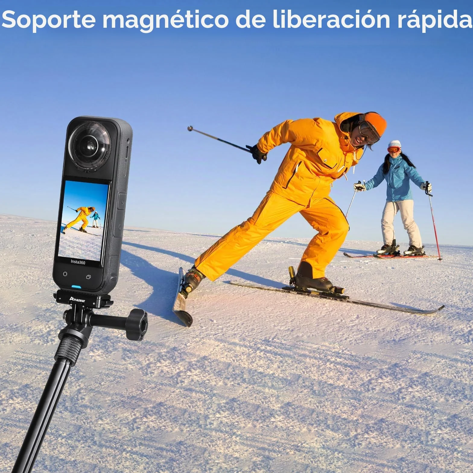 AMAZEAR Soporte magnético de liberación rápida para Accesorios de Aire Insta360 X5 X4 Air, Adaptador QR de aleación de Aluminio Insta 360 X5 / Ace Pro 2 con Go-Pro y Montaje roscado de 1/10.2 cm-20