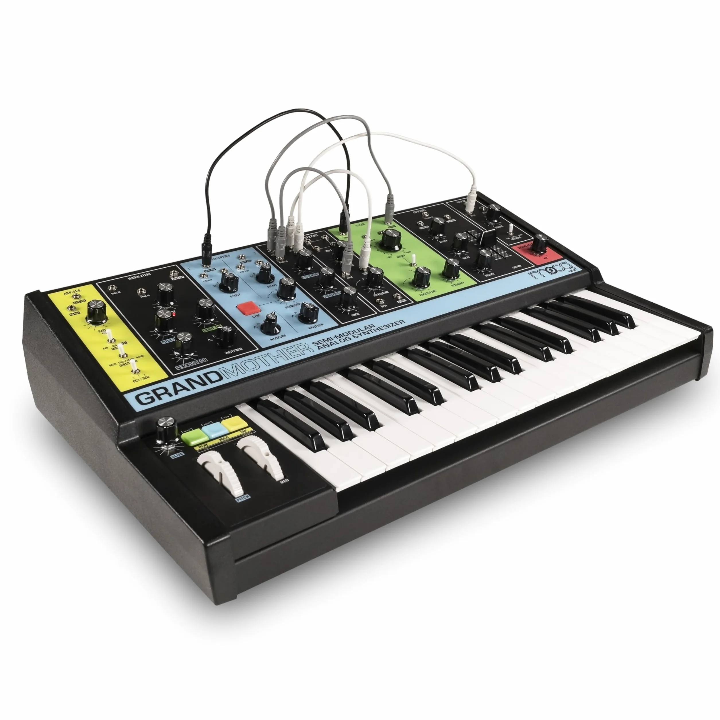 MOOG Grandmother - Sintetizador Semimodular de Teclado Analógico con 32 Teclas, Arpegiador, Secuenciador y Tanque de Reverb de Muelles Integrados