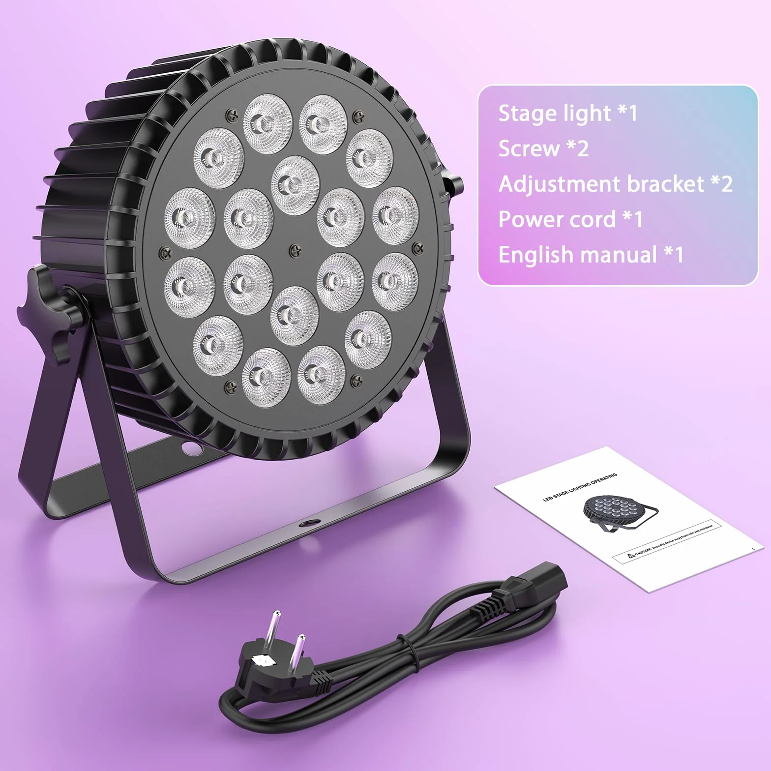 4 piezas UV+RGB 200W LED por proyector, 18 LED por proyector luz de escenario luz de fiesta RGB DMX512 5-en-1 luz de disco para escena DJ fiesta show bar Halloween Navidad