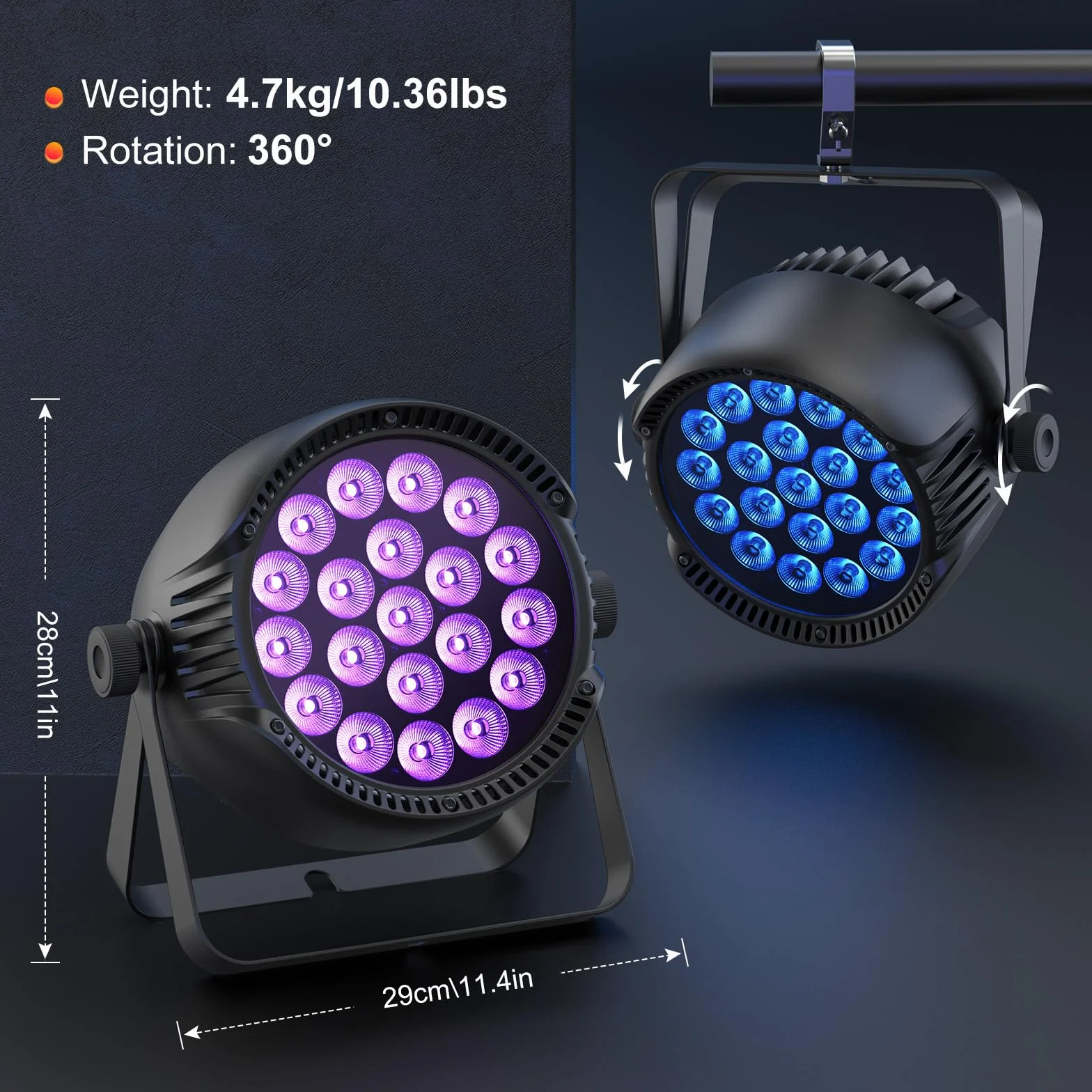 300W Par LED IP65 Impermeable, Foco Luz de Escenario RGBW, Luce de Disco DMX512, Luz de Fiesta, Ideal para Fiestas al Aire Libre y Conciertos en Días Lluviosos