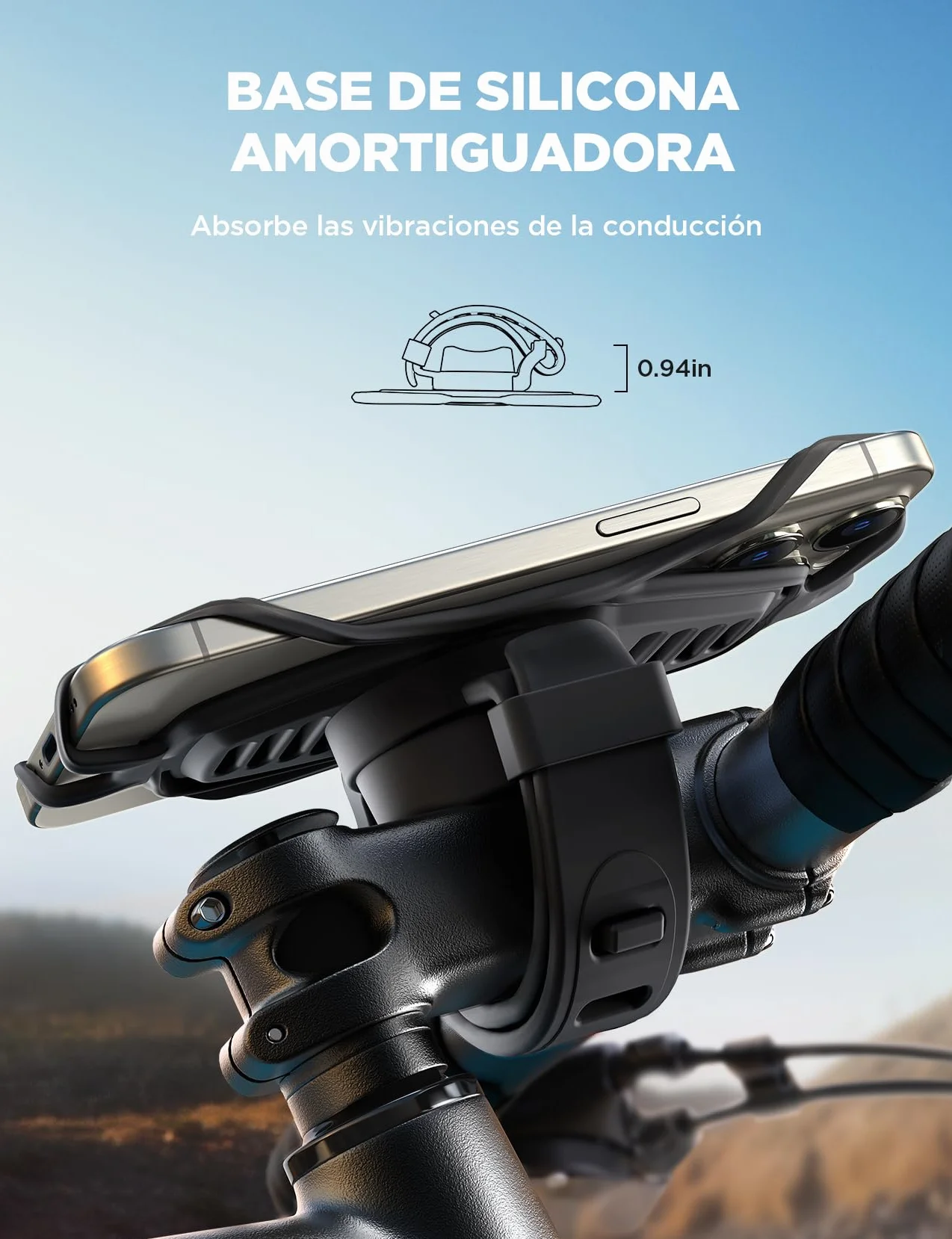 JOYROOM Soporte Móvil Bicicleta 360° Silicona para iPhone Smartphone 4.0-7.2"