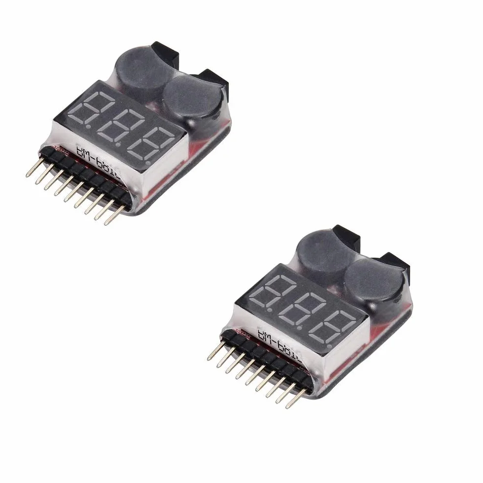 DollaTek 2PCS RC Lipo Batería Monitor de la alarma del probador Comprobador de bajo voltaje alarma del zumbador con indicador LED para 1-8 S Lipo LiFe LiMn Li-ion de la batería