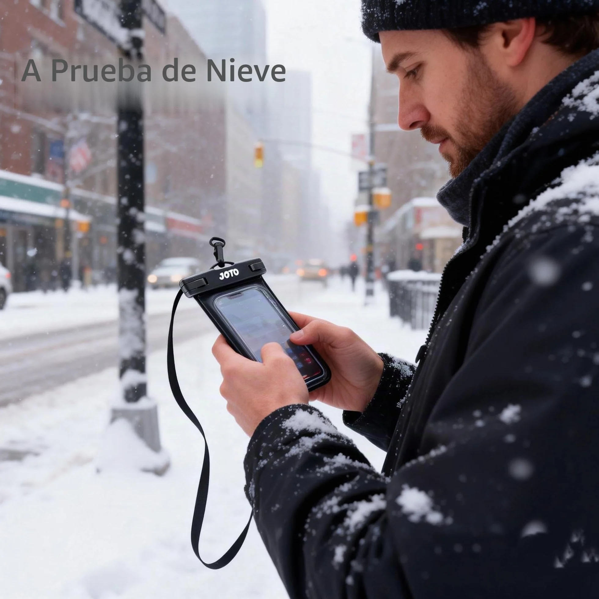 JOTO Funda Impermeable Móvil [2 Unidades], Funda Acuática IPX8 con Cuerda Ajustable para iPhone 17/16/15/14/13/12 Air/Pro MAX, Galaxy S20+/S10e, Huawei y Otros Móviles hasta 7" -Negro