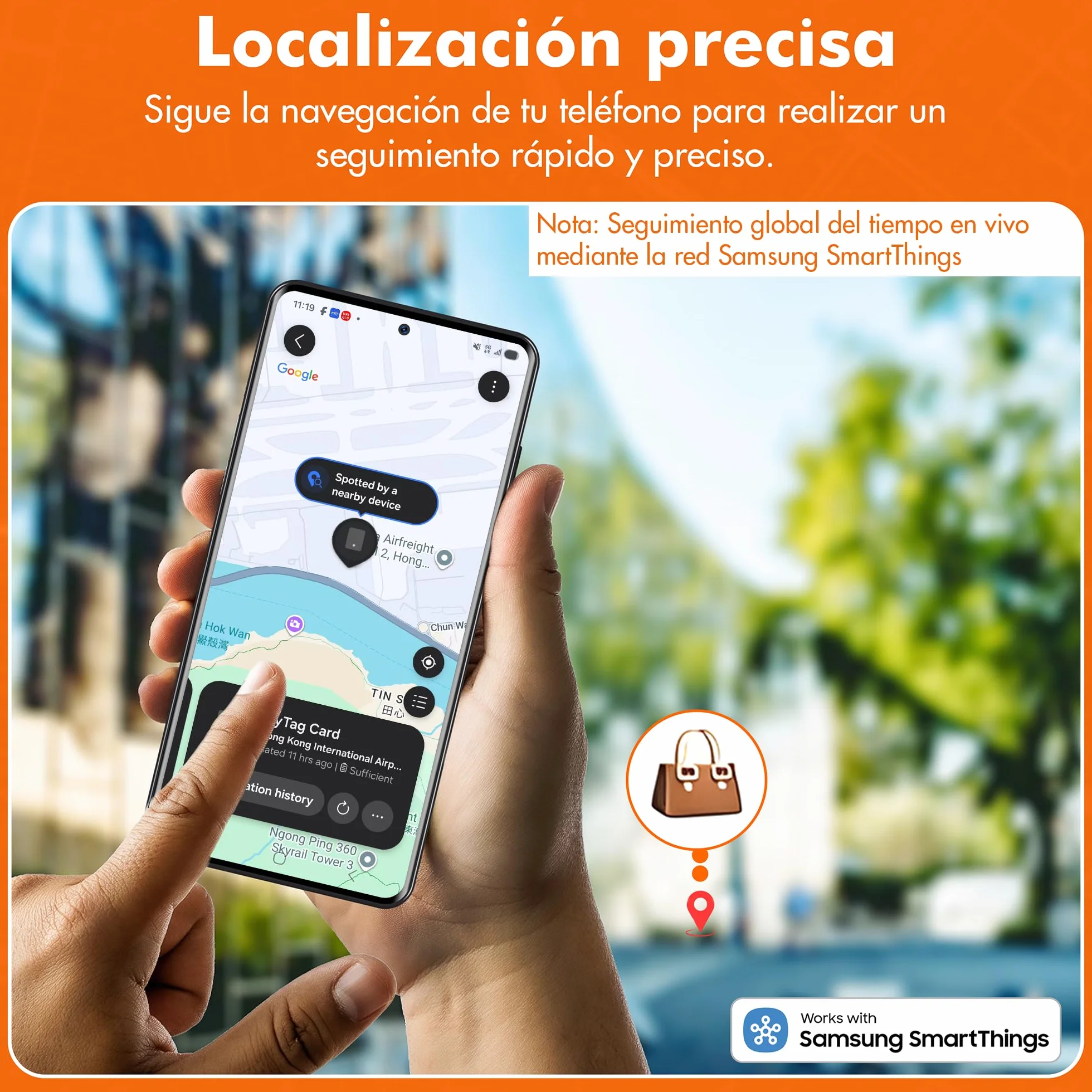 easyTag Card Tracker (Solo Samsung) - Tarjeta Localizador Cartera Slim y Global para el Rastreo de Carteras, Bolsas, Maletas y Equipaje. de Rastreo Recargable Compatible con la App Samsung SmartThings