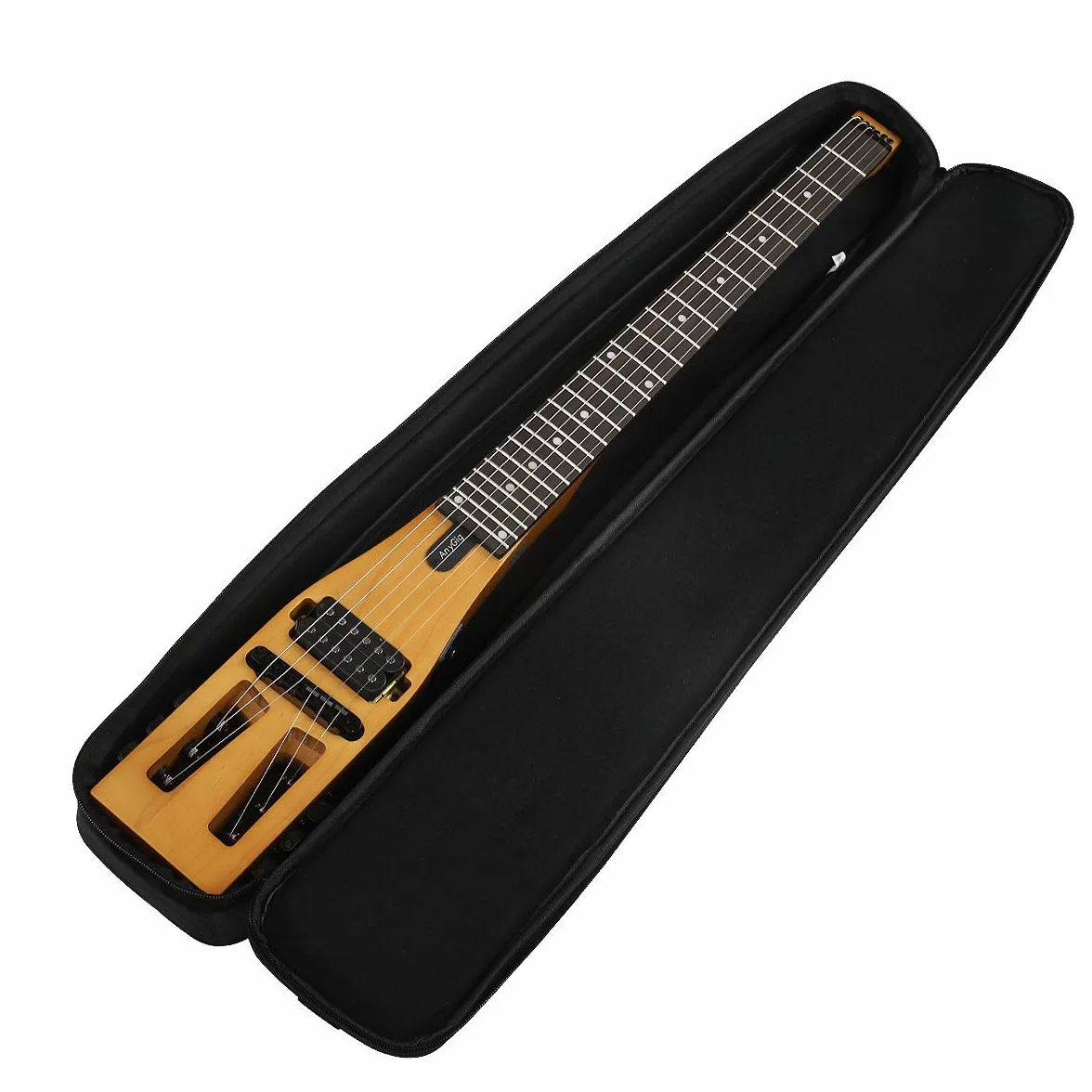 Guitarra eléctrica, edición mejorada, guitarra eléctrica portátil de viaje, color marrón mate, 6 cuerdas 010 ~ 046 24 trastes escala