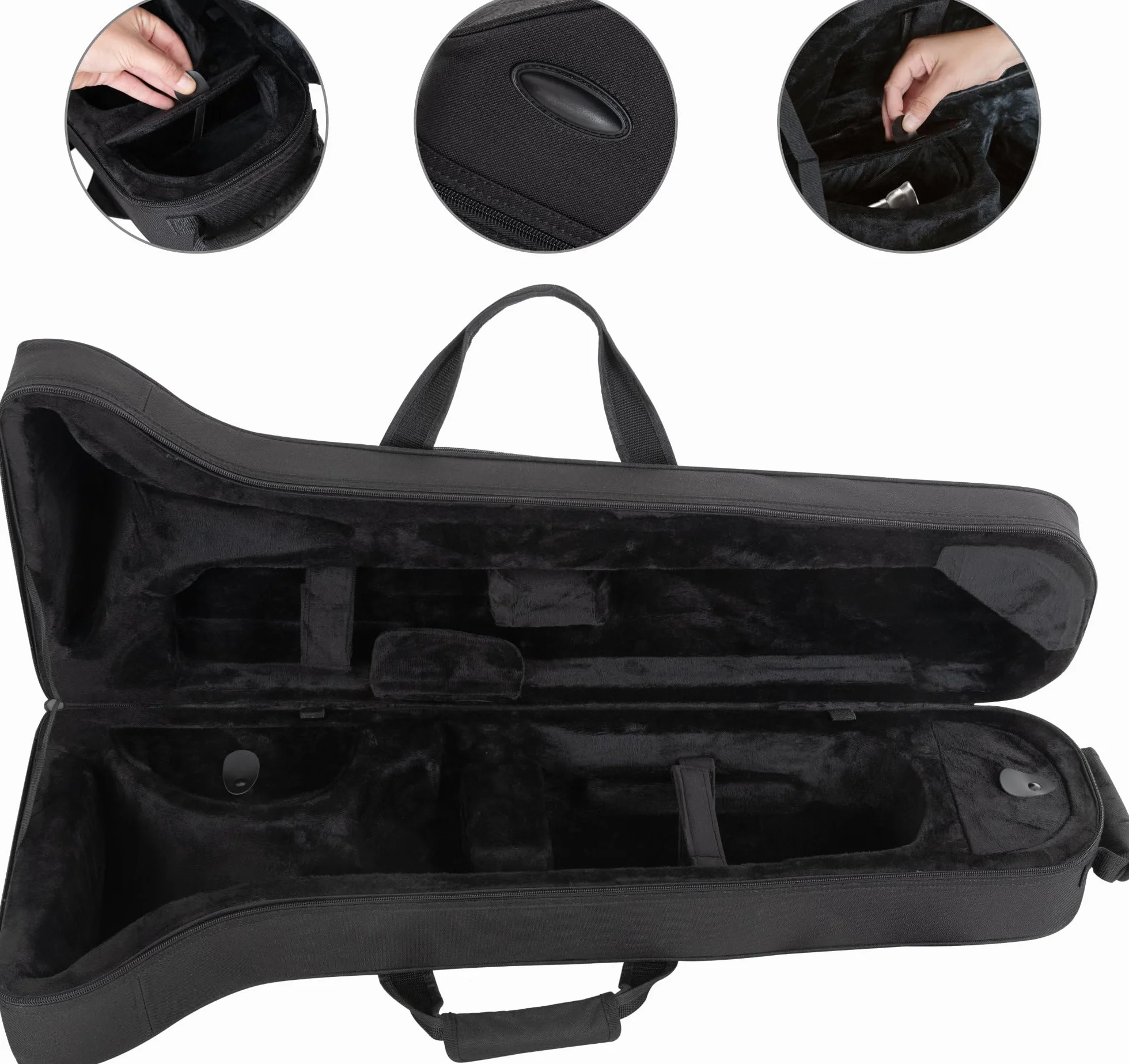 Classic Cantabile Bolsa para trombón Infantil - Práctico Bolsa Acolchado con Correas, Mochila Impermeable y Resistente al desgarro -Ligero Estuche para Todos Trombones comunes de Estudiantes - Negro