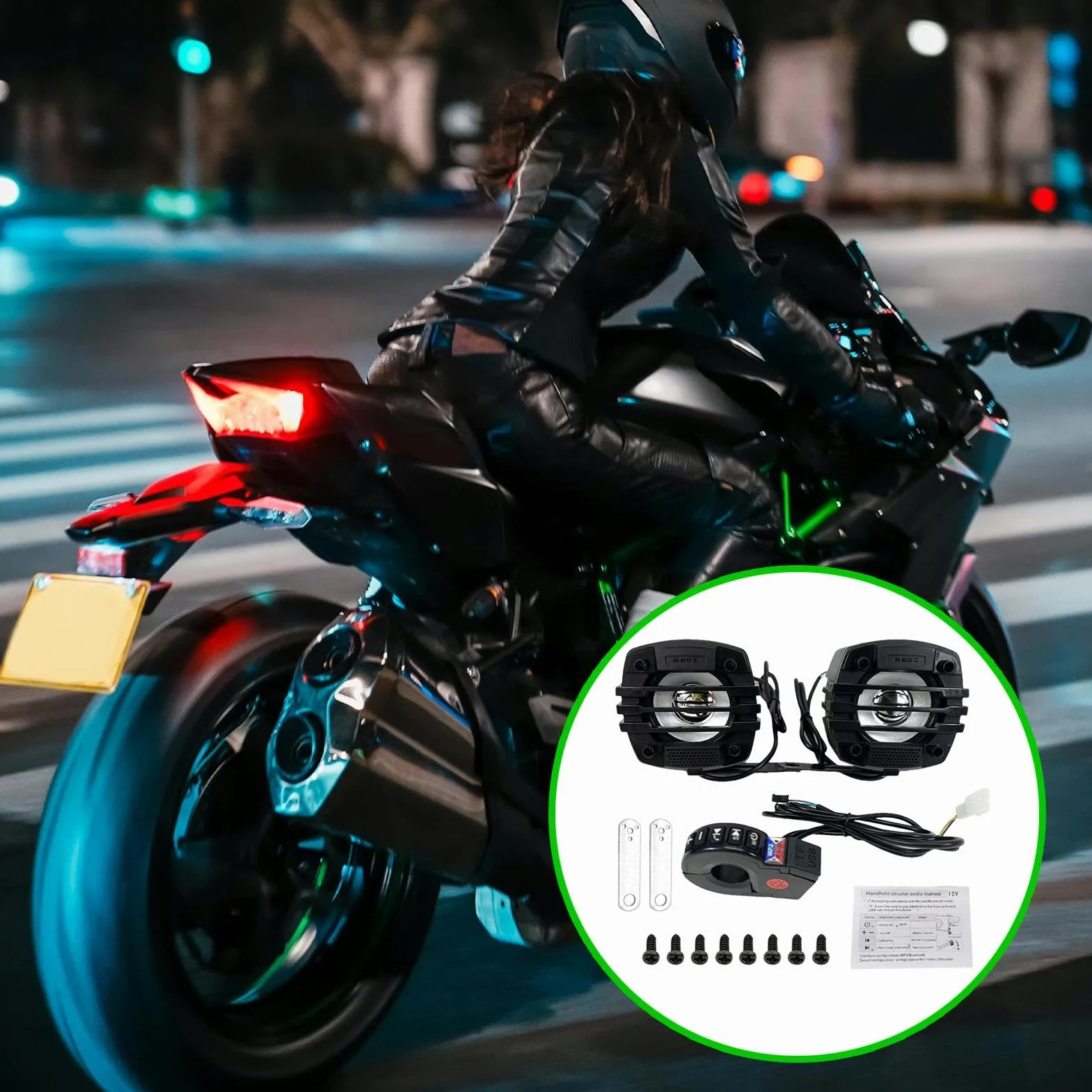 Altavoz Blue-tooth para motocicleta, de audio amplificador de motocicleta, montaje en manubrio, reproductor MP3 de dientes azules, altavoz estéreo de audio, de amplificador de audio