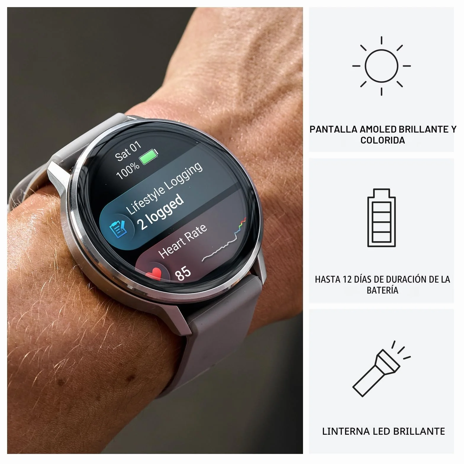 Garmin Venu 4 45 mm Smartwatch Premium con GPS Pantalla táctil AMOLED Acero Inoxidable Negro