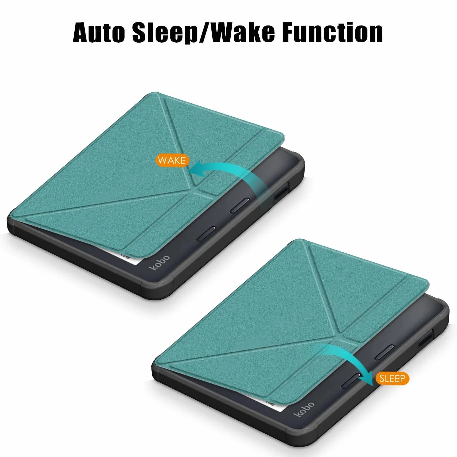 Funda TPU para Kobo Libra Colour/Libra 2/Tolino Vision Color/Vision 6 eReader 7 Pulgadas, Soporte Plegable, Verde