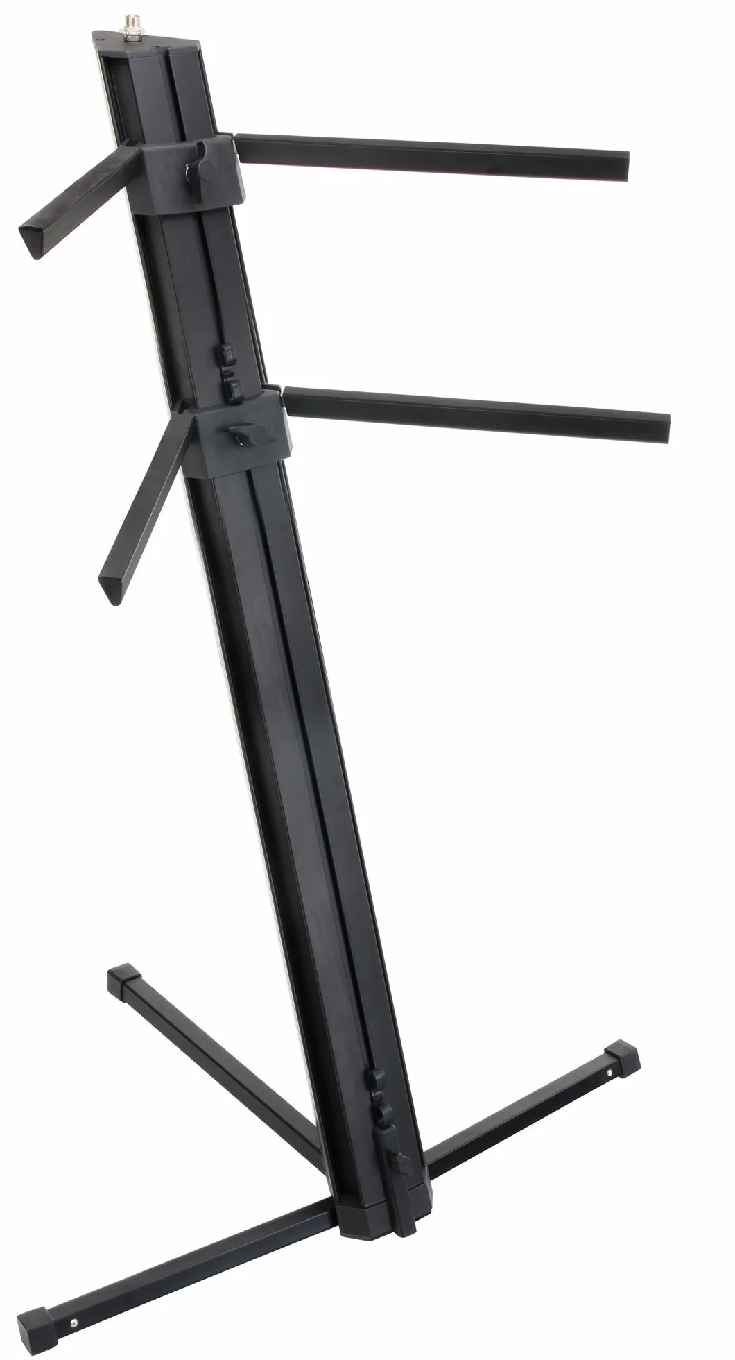Classic Cantabile KS-100 Soporte Doble Para Teclados - Soporte Para Teclado Ajustable En Altura Doble - Soporte Con Capacidad De Carga De 25 kg Por Nivel - Conexión Para Brazo De Micrófono - Negro