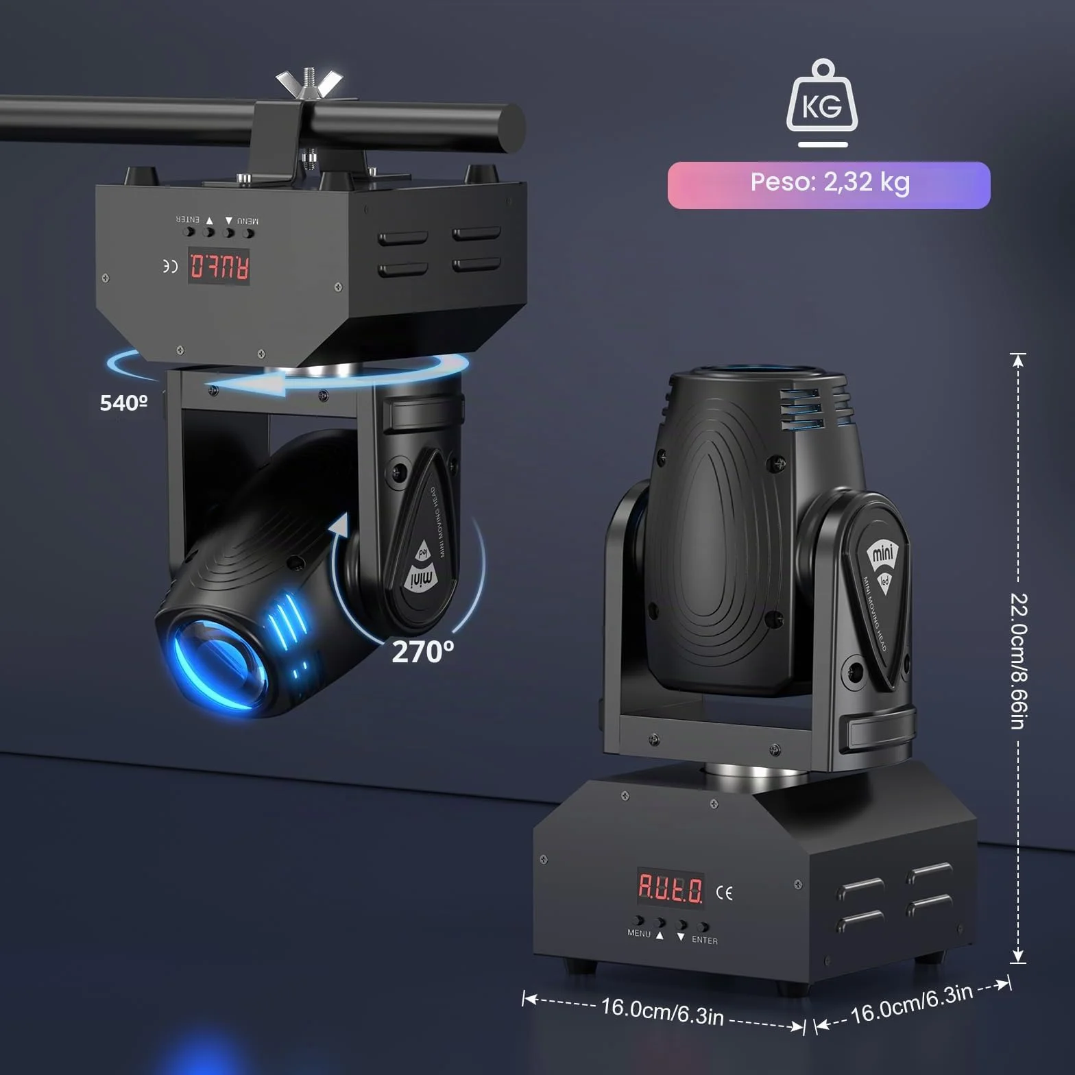 UKing Mini RGBW LED Beam Cabeza Móvil d-mx 11/13 CH Pinspot Luz Discoteca Luz Efectos de Iluminación Controlados por Música para DJ Discoteca Fiesta Club Bar Escenario