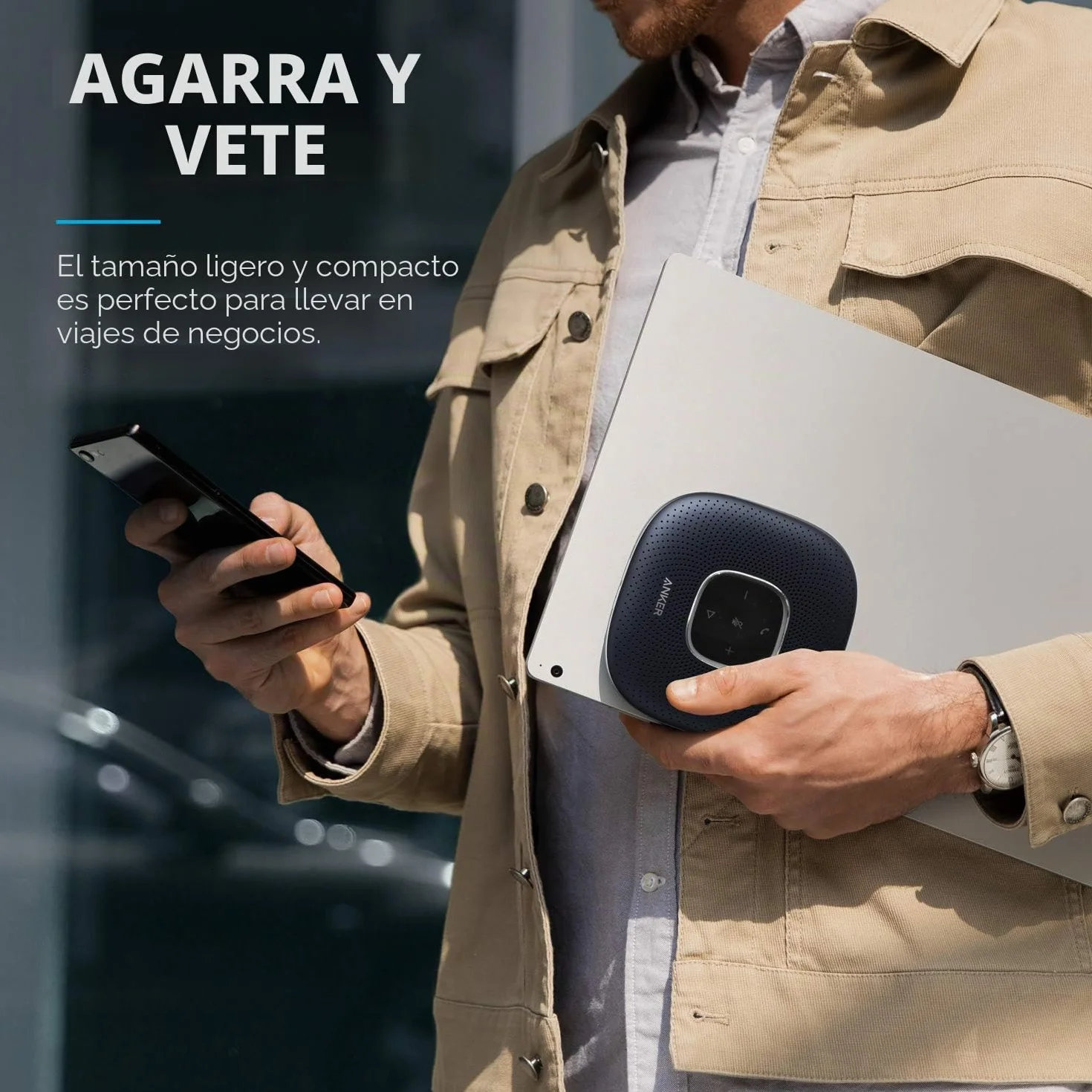Anker PowerConf Altavoz Bluetooth Conferencias 6 Micrófonos Integrados Captación Voz Mejorada 24H Autonomía USB-C