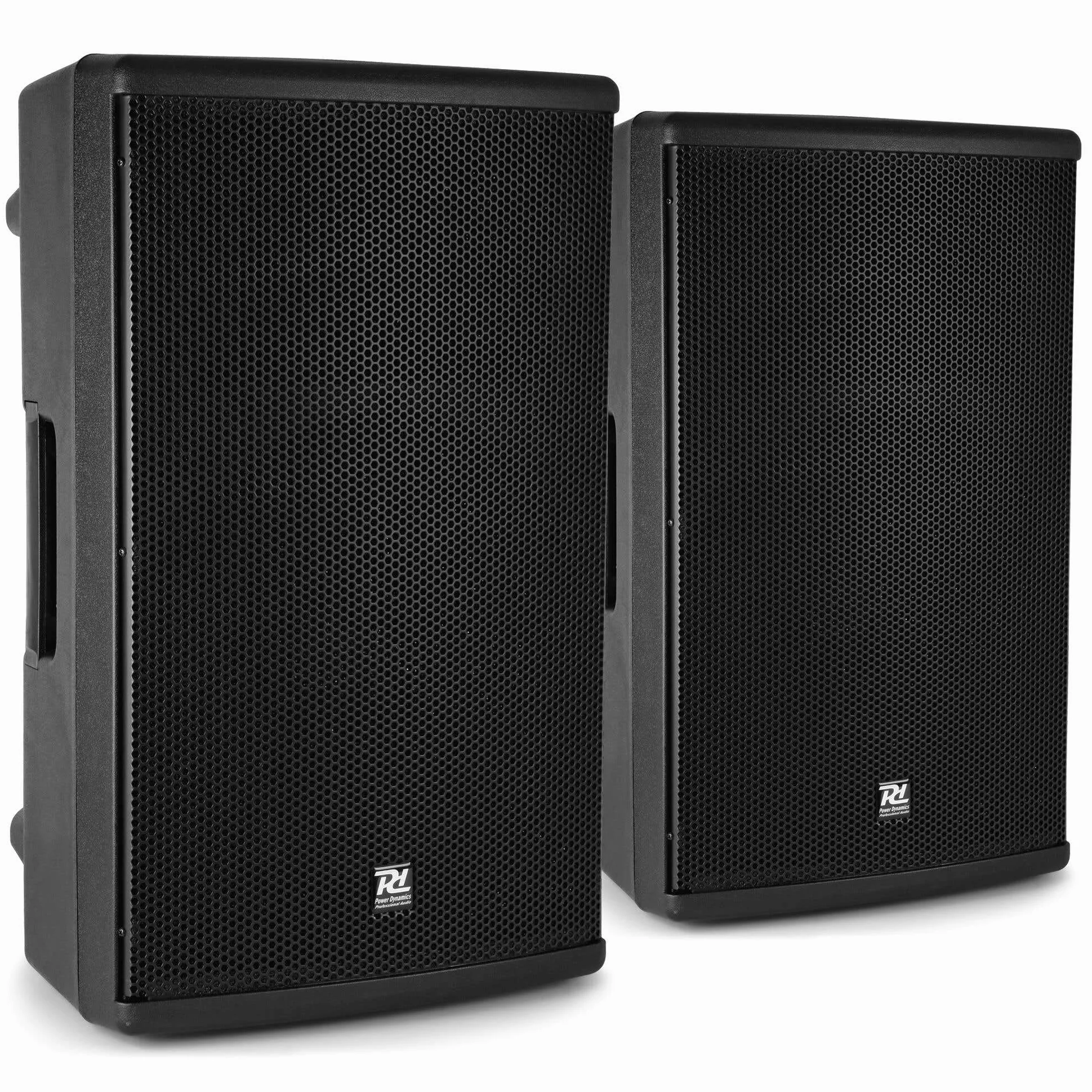 Power Dynamics PD415A Set 2 Altavoces Activos 15" 1400W con DSP, Bluetooth, biamplificación Clase D/AB, 4 Modos EQ y entradas XLR/micrófono, Ideal para DJ, PA y Eventos