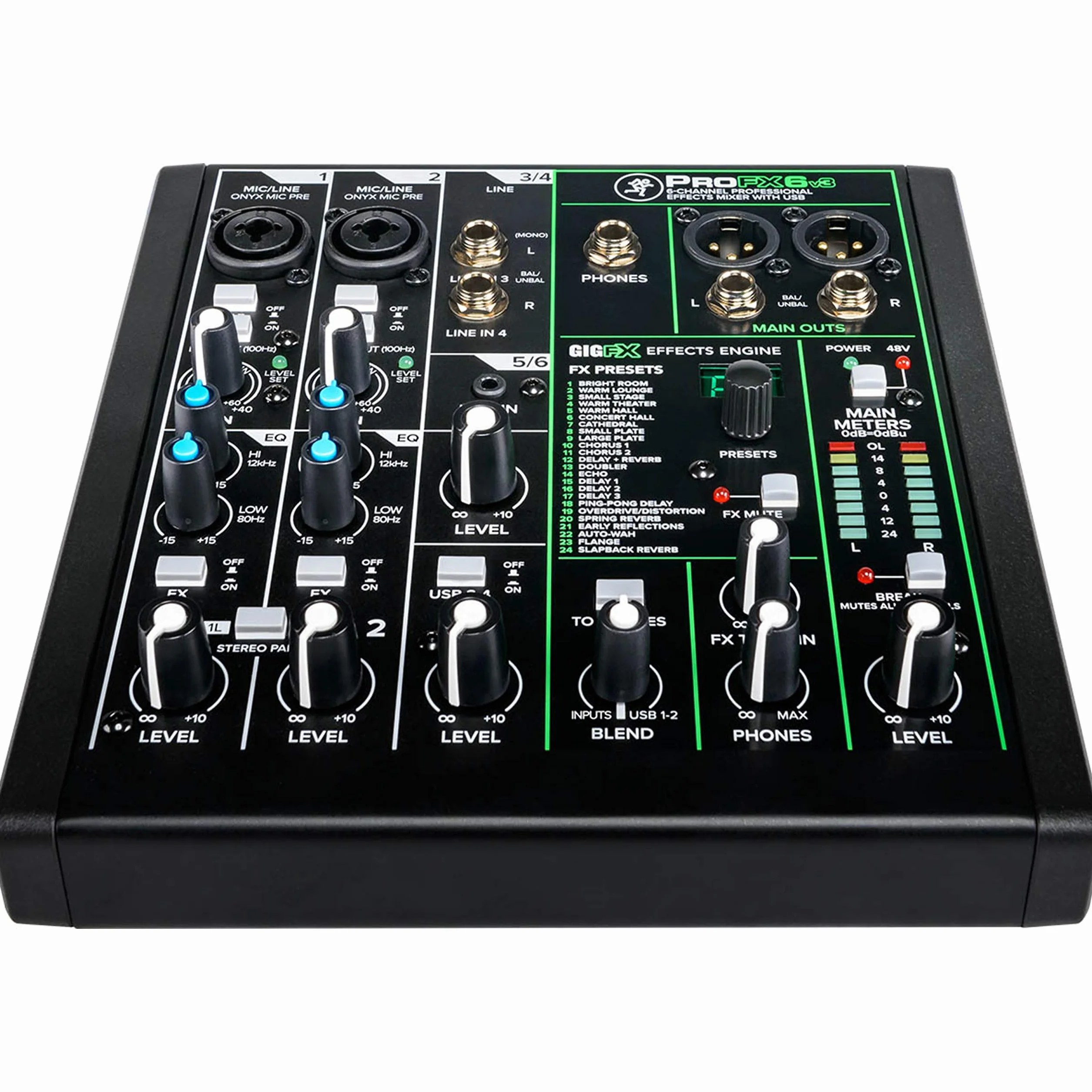 MACKIE ProFX6v3 mezclador analógico de 6 canales con los legendarios previos de micro Onyx, efectos e interfaz de audio USB de 24 bits/192 kHz (2x4 canales)