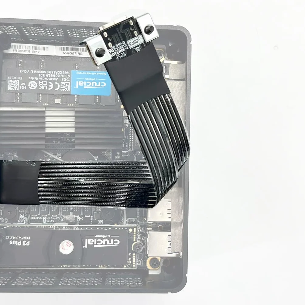 JMT ADT-K49SA-BK PCIe4.0 x4 M.2 NVMe a OcuLink SFF-8611/8612 Adaptador de tarjeta gráfica de 64 Gbps Cable de extensión externa (K49SA-BK, 15 cm)