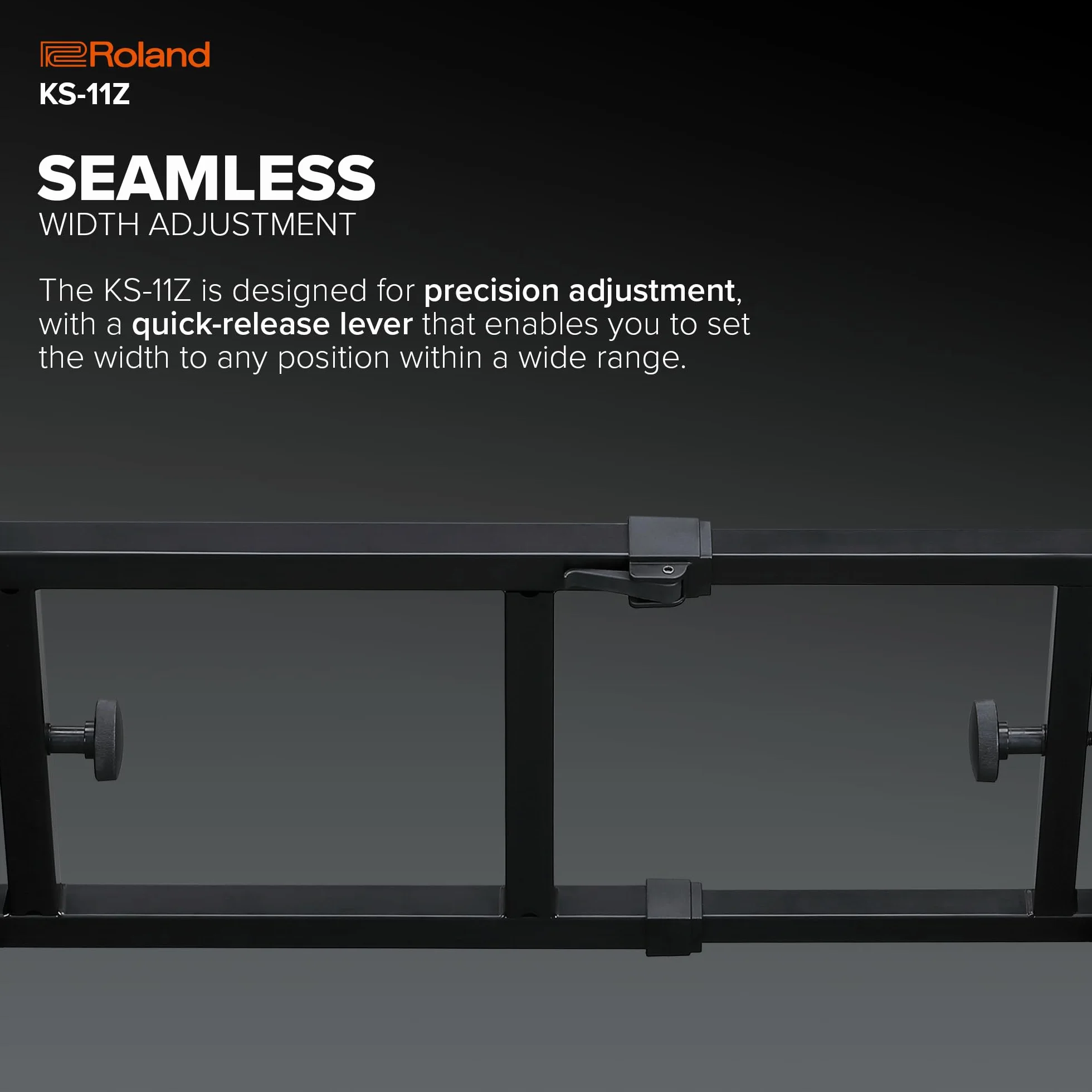 Soporte para teclado Roland KS-11Z | Soporte en Z de alto rendimiento con amplio rango de ajuste para pianos de escenario de 88 teclas y otros teclados | Brazos acolchados plegables