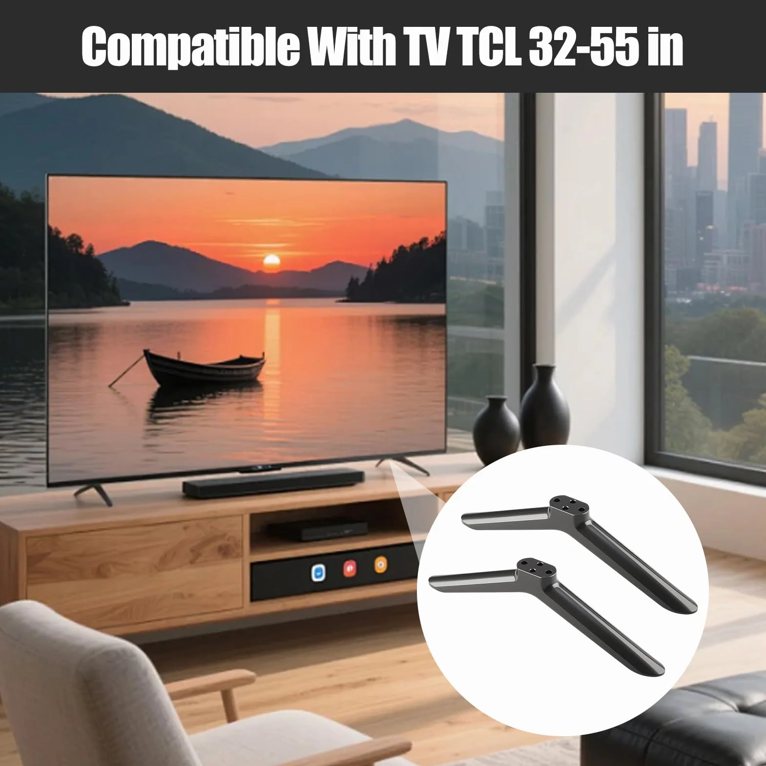 Soporte Universal para TV De 32 a 50 Pulgadas Patas Universales para Soporte De TV con Almohadillas Antideslizantes Y Juego Tornillos Base Soporte TV Universal para Televisores para Samsung LG TCL