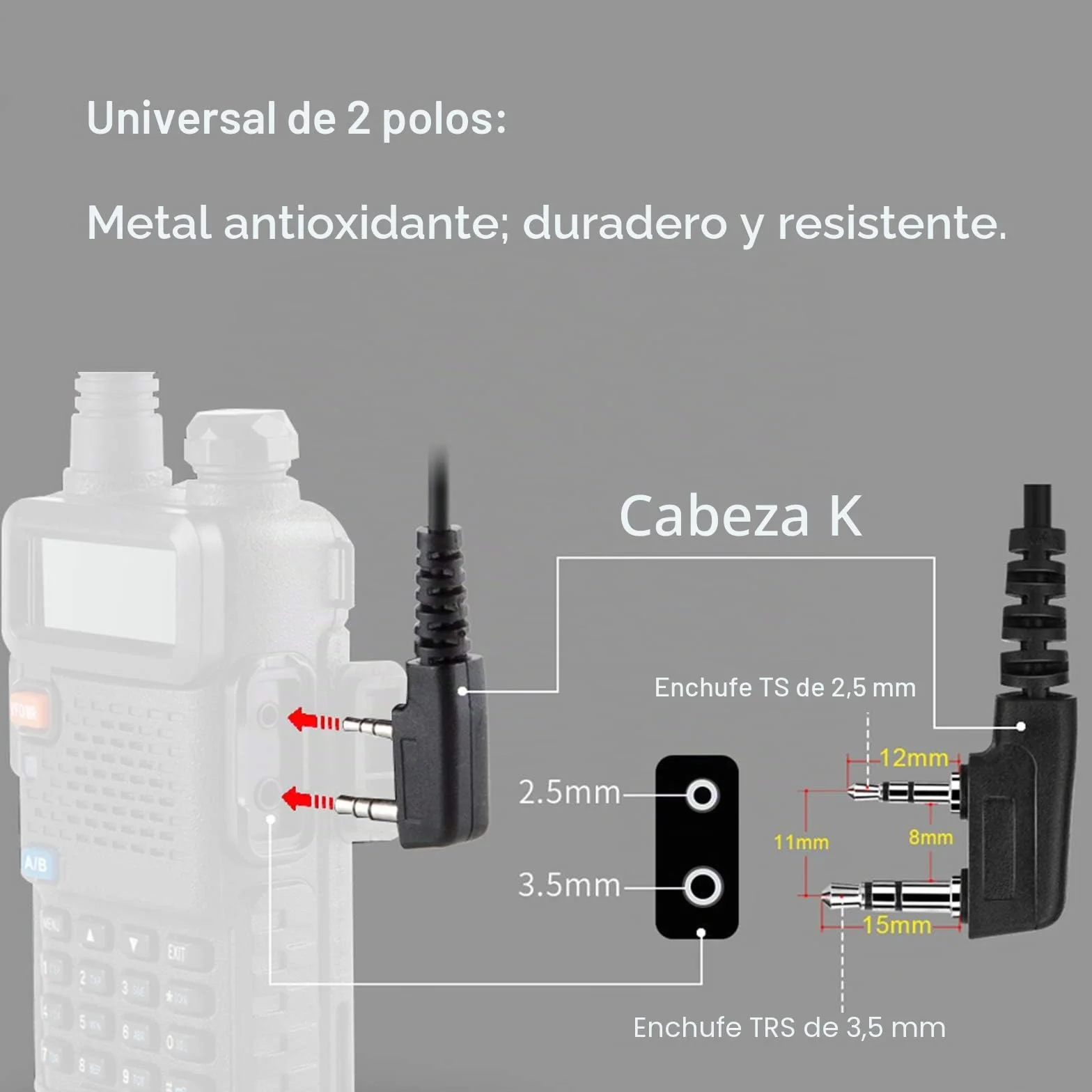 Retevis Pinganillo Walkie Talkie Compatible con Retevis RT24 RT27 RT668 RT622 Kenwood Baofeng UV-5R 888S Auricular Transparente Antirruido con Micrófono PTT Walkie Talkie Auriculars (1 Piezas)