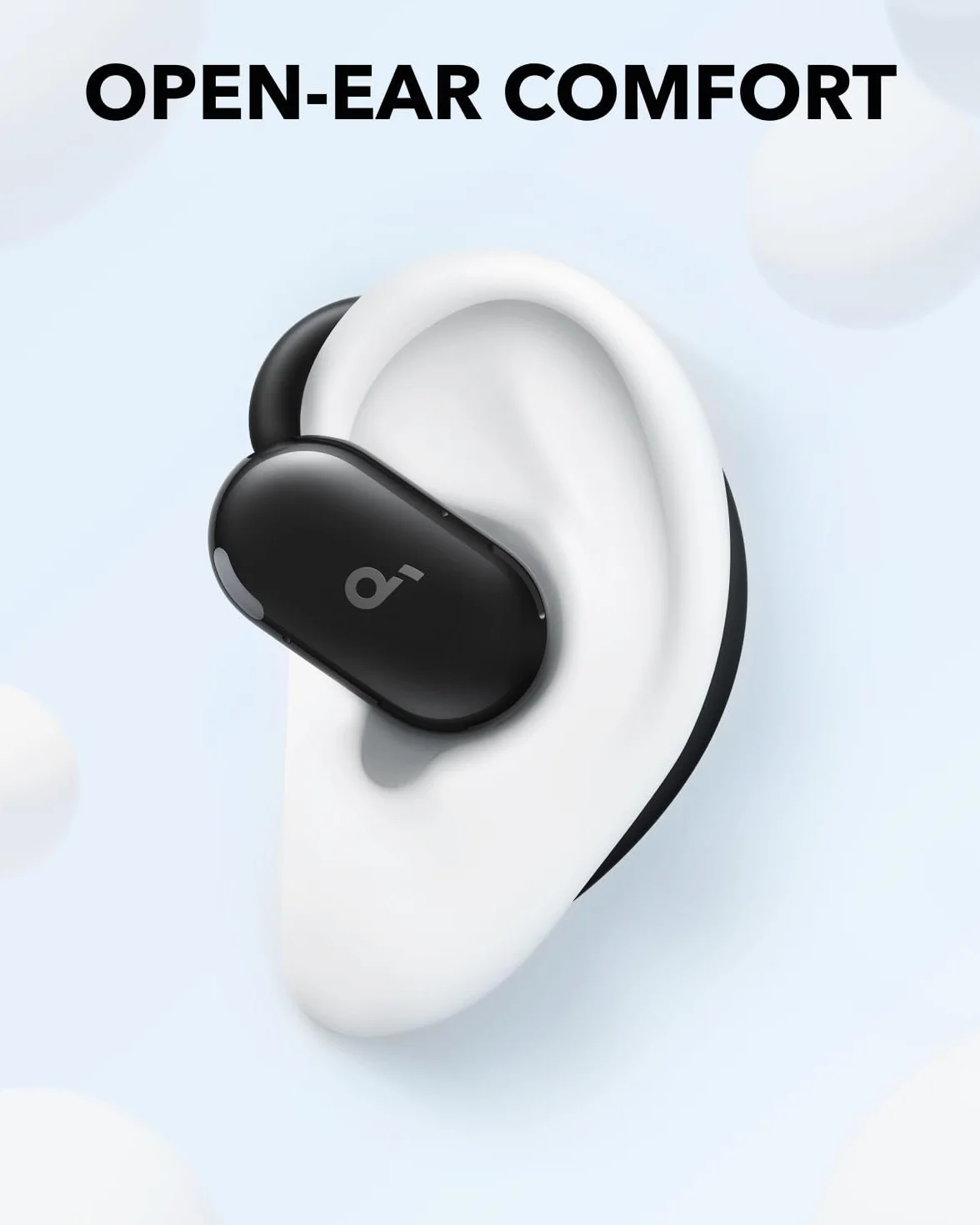 Soundcore Anker V20i Auriculares Open-Ear, Ganchos Giratorios para Orejas, Ajuste Ceñido, Graves Potentes, Llamadas Nítidas, IP55, Luces Led, 36 h de Autonomía, Bluetooth 5.4, Conexión Multipunto