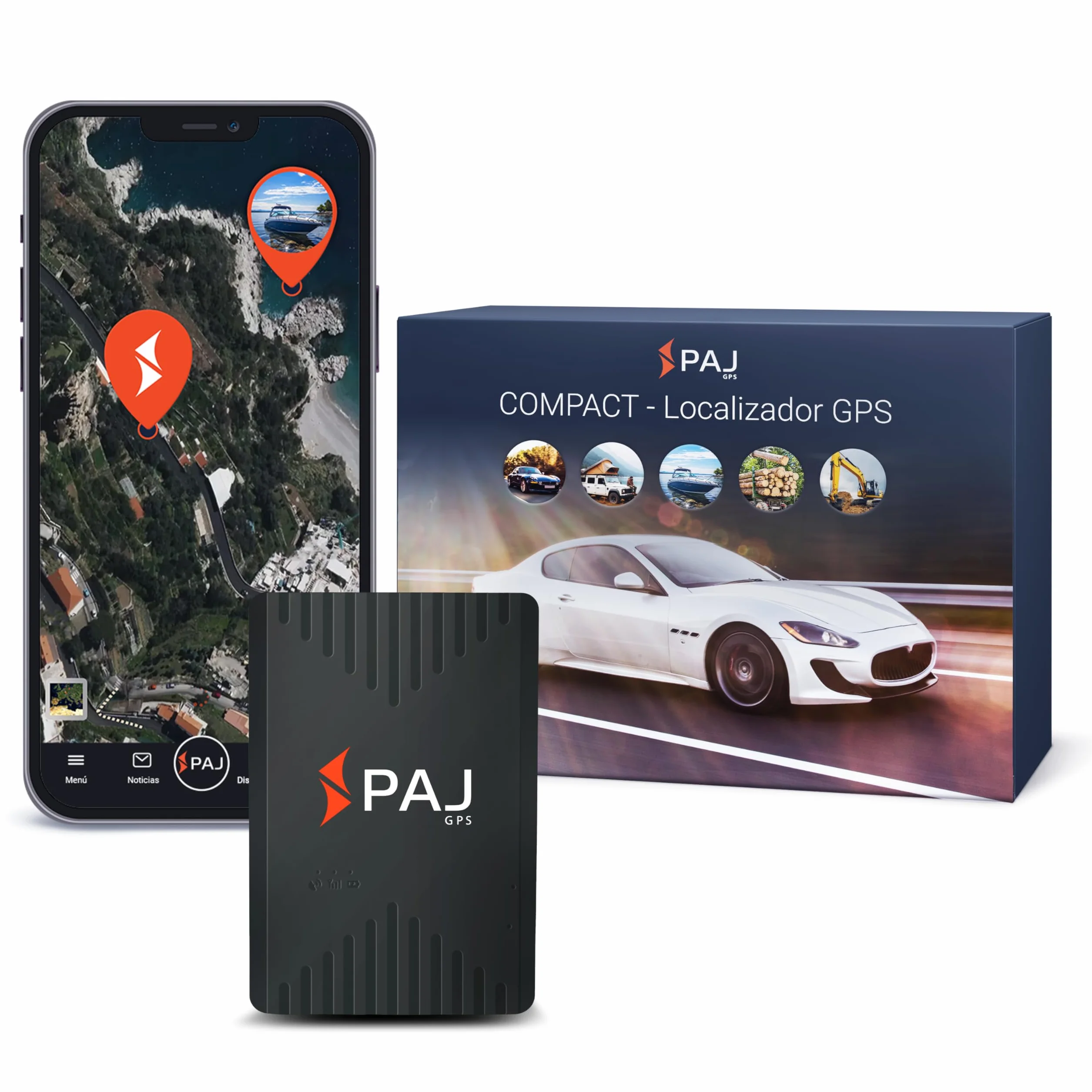 PAJ Compact Finder 4G Localizador GPS para Coches y Motos Rastreador GPS Batería 40 días Antirrobo