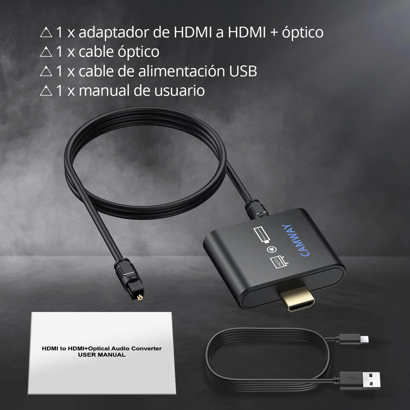 CAMWAY HDMI Audio Extractor 4K, Adaptador HDMI a óptico SPDIF Toslink, Compatible con Dolby/DTS 5.1