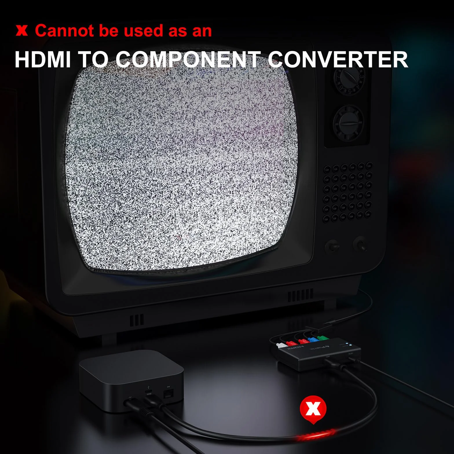 Portta Convertidor de Componente a HDMI, 5 RCA YPbPr a HDMI, Adaptador RGB Compatible con PS2, PS3, Wii, DVD, Xbox 360, HDTV, Monitor, Proyector