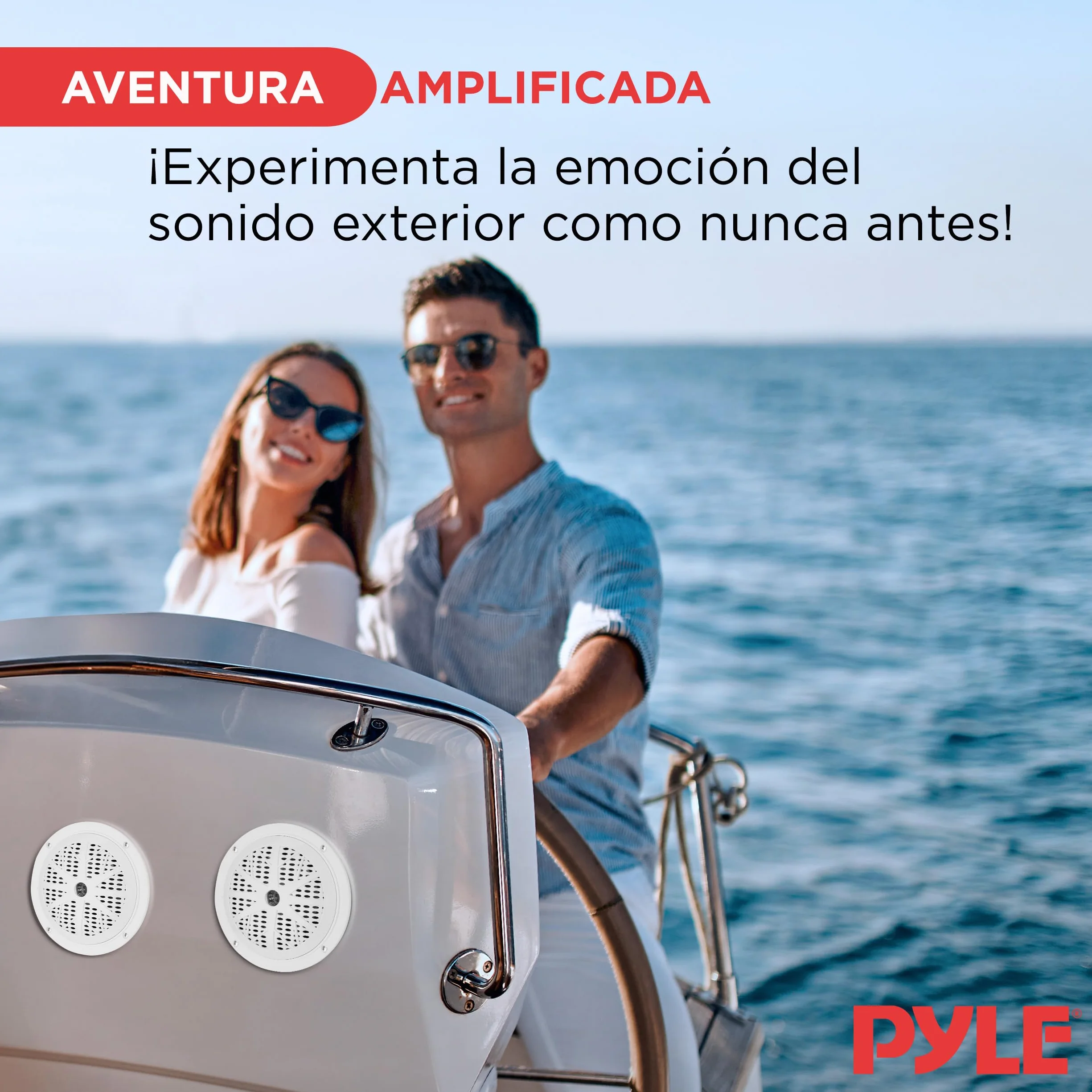 Pyle Altavoces Marinos Dobles, 5.25”. Sistema de Sonido estéreo para Exteriores, Resistente al Agua, 2 vías, Potencia 100 W