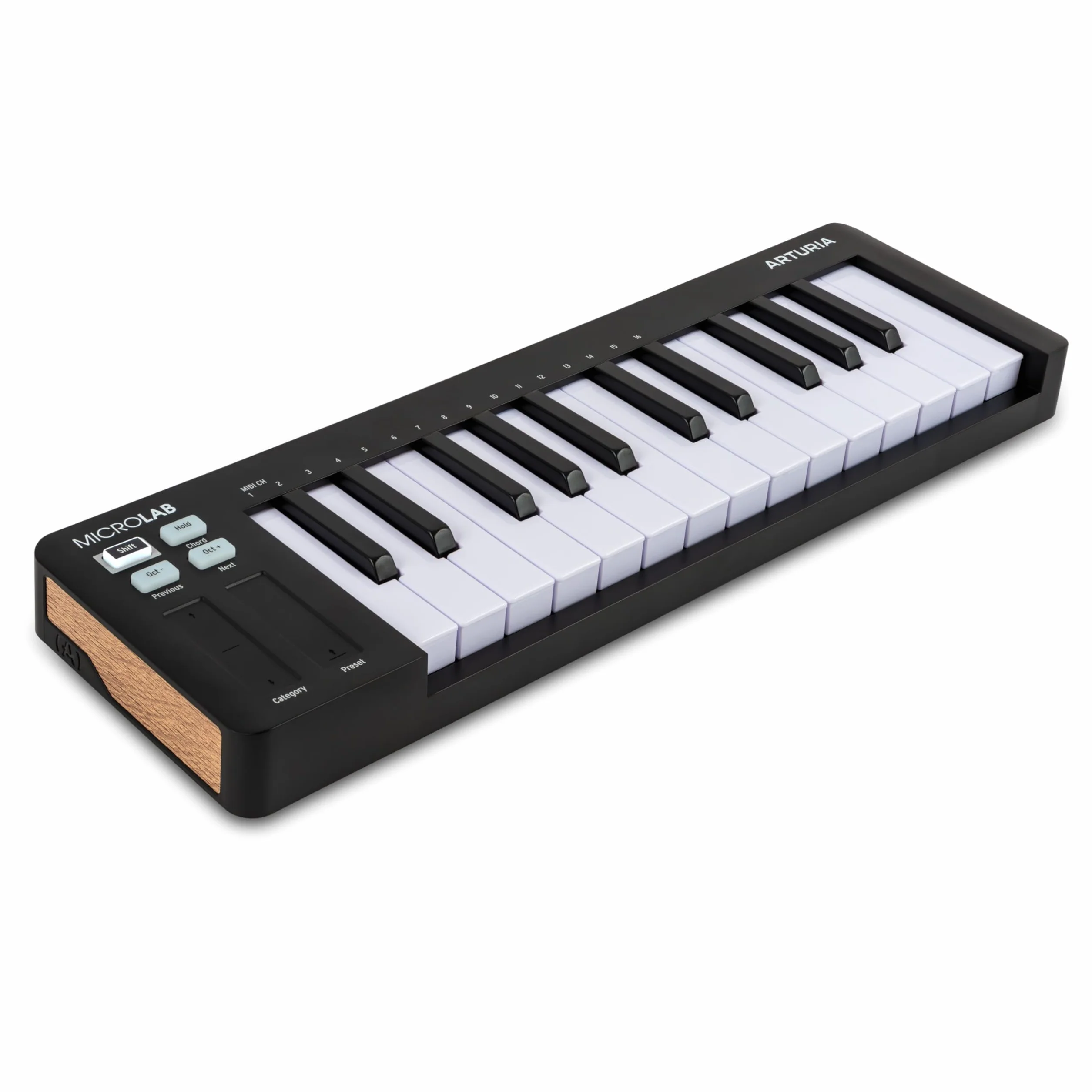 Arturia MicroLab MK3 - Teclado compacto de 25 teclas sensible a la velocidad para controlador MIDI, Bandas táctiles dobles, Modo Acordes, Entrada pedal sustain - Negro