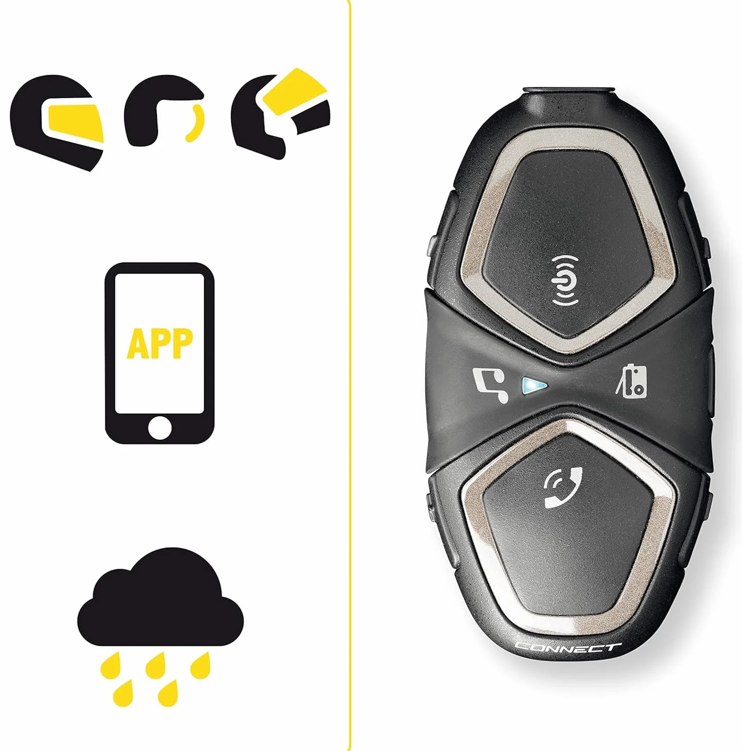 INTERPHONE Connect HD – Intercomunicador para Casco de Moto, estéreo, Alta fidelidad, 40 mm, Uso piloto – piloto, Distancia 300 m, autonomía 12 Horas, Radio, GPS, TFT, Impermeable IPX67