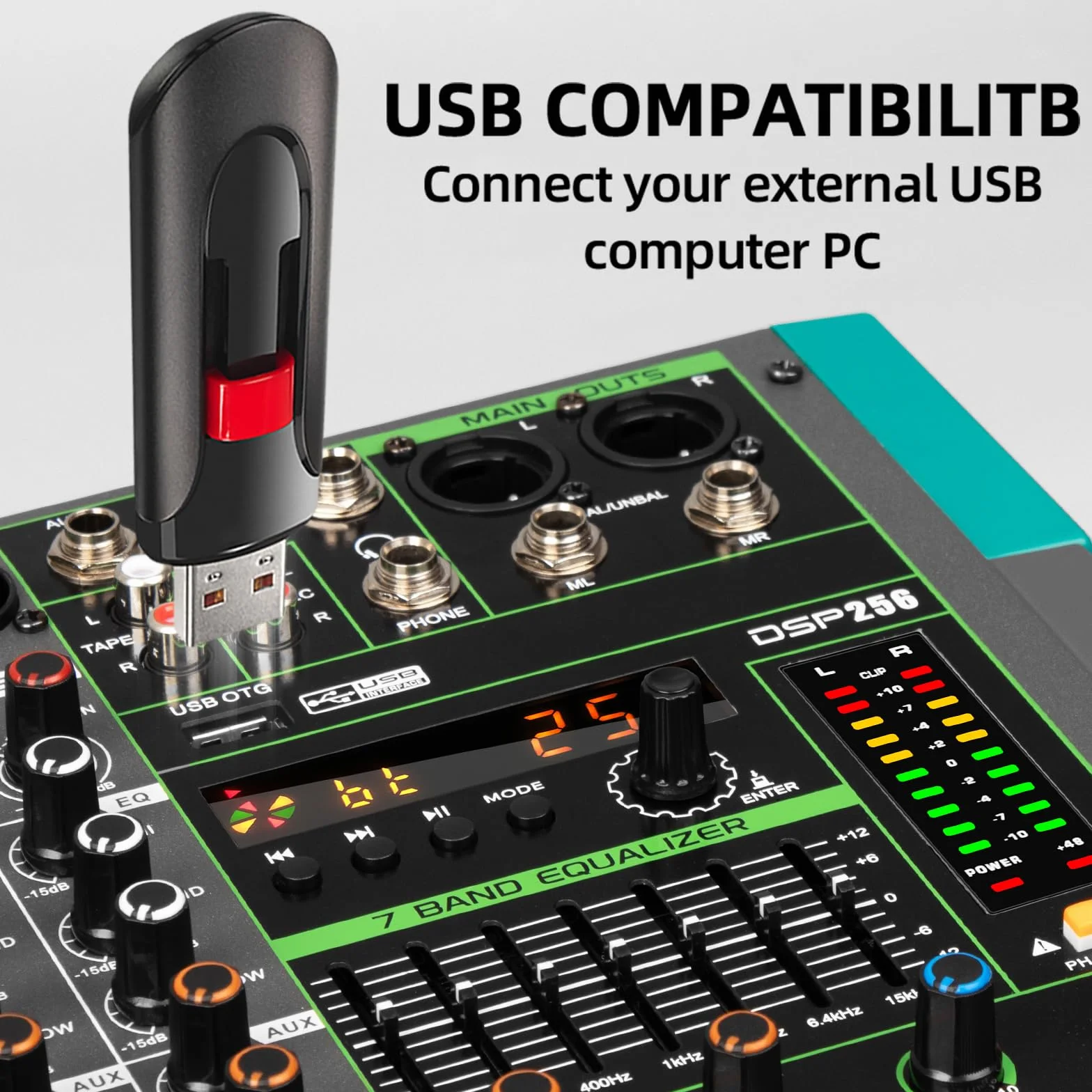 Depusheng PA16 mezclador profesional consola de interfaz de sistema de escritorio 16 canales digital USB Bluetooth MP3 48V alimentación fantasma incorporada 256 efecto de reverberación