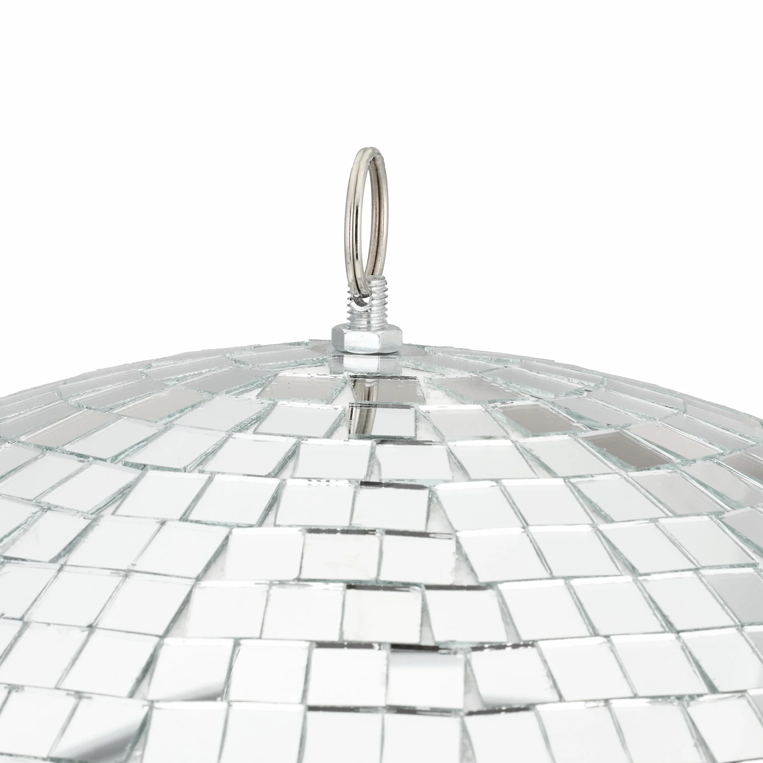 Relaxdays Bola de Discoteca Plateada Ø 50 cm con Luz Espejo Decorativa para Colgar con Ojal Metálico