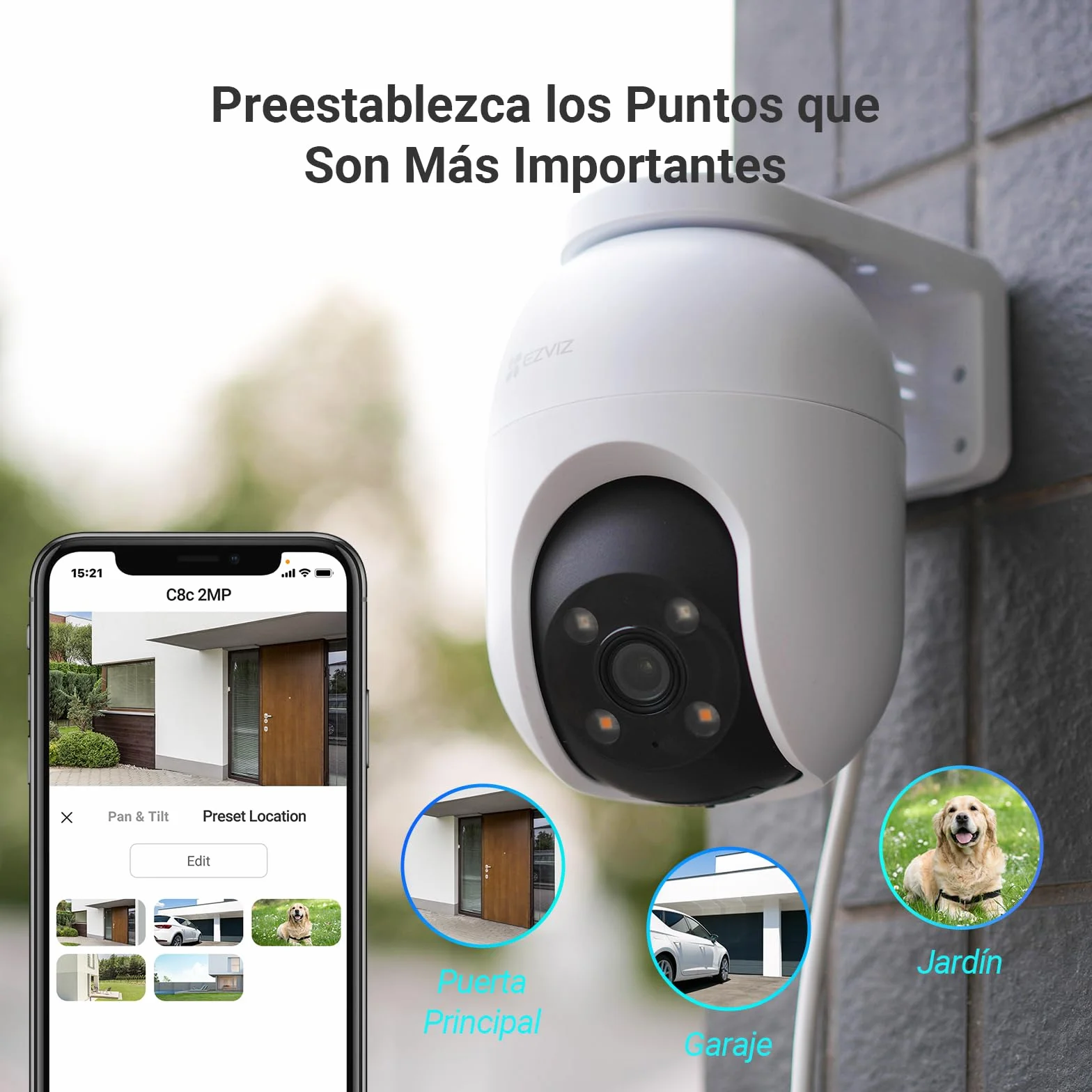 EZVIZ 2PCS Cámara Vigilancia WiFi Exterior 360°,1080P Cámara IP de Seguridad,Visión Nocturna en Color,IA Detección de Personas,Seguimiento Automático,Audio Bidireccional,Sirena, Alexa/Google,C8c 2MP
