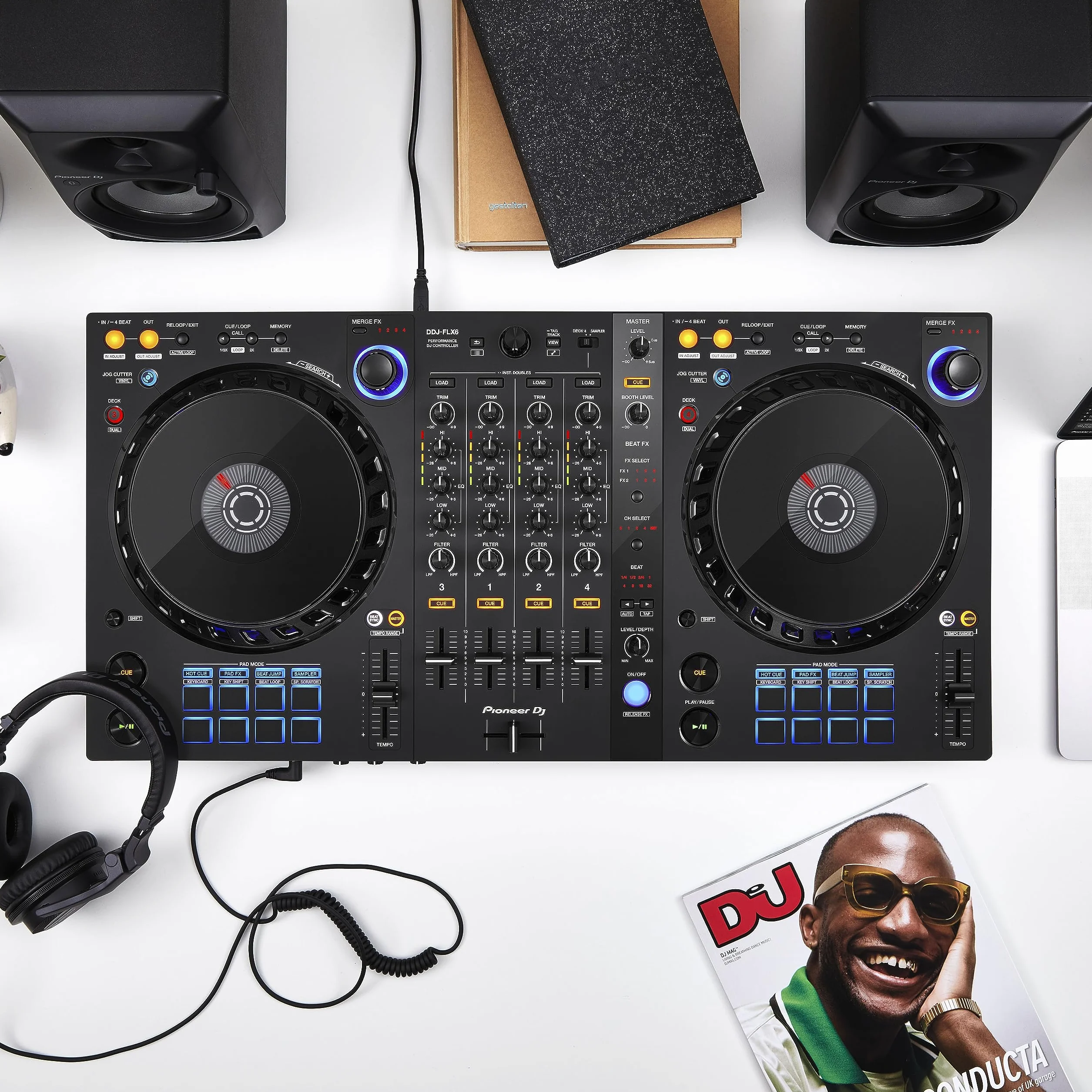 Pioneer DJ DDJ-FLX6 - Controlador DJ de 4 decks para Rekordbox y Serato