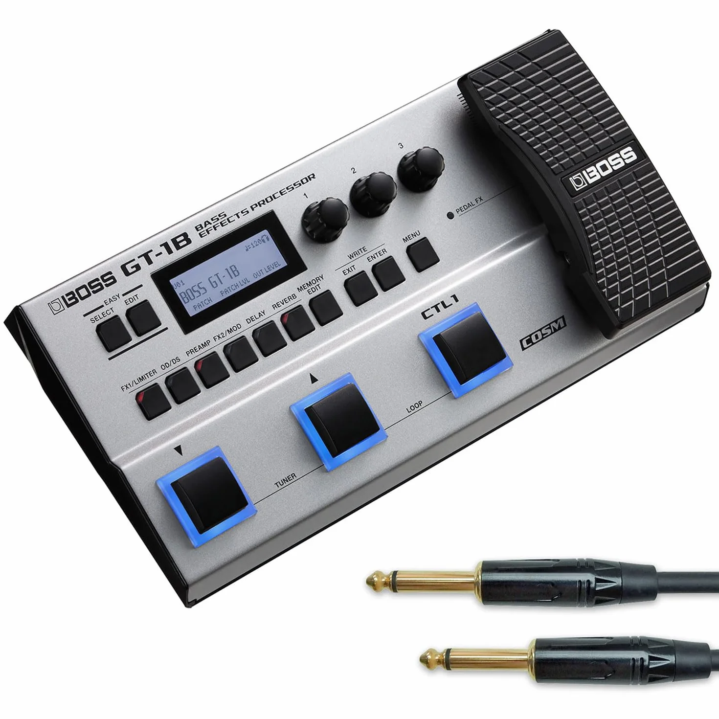 Boss GT-1B - Dispositivo móvil de efectos múltiples para bajos y cable jack keepdrum