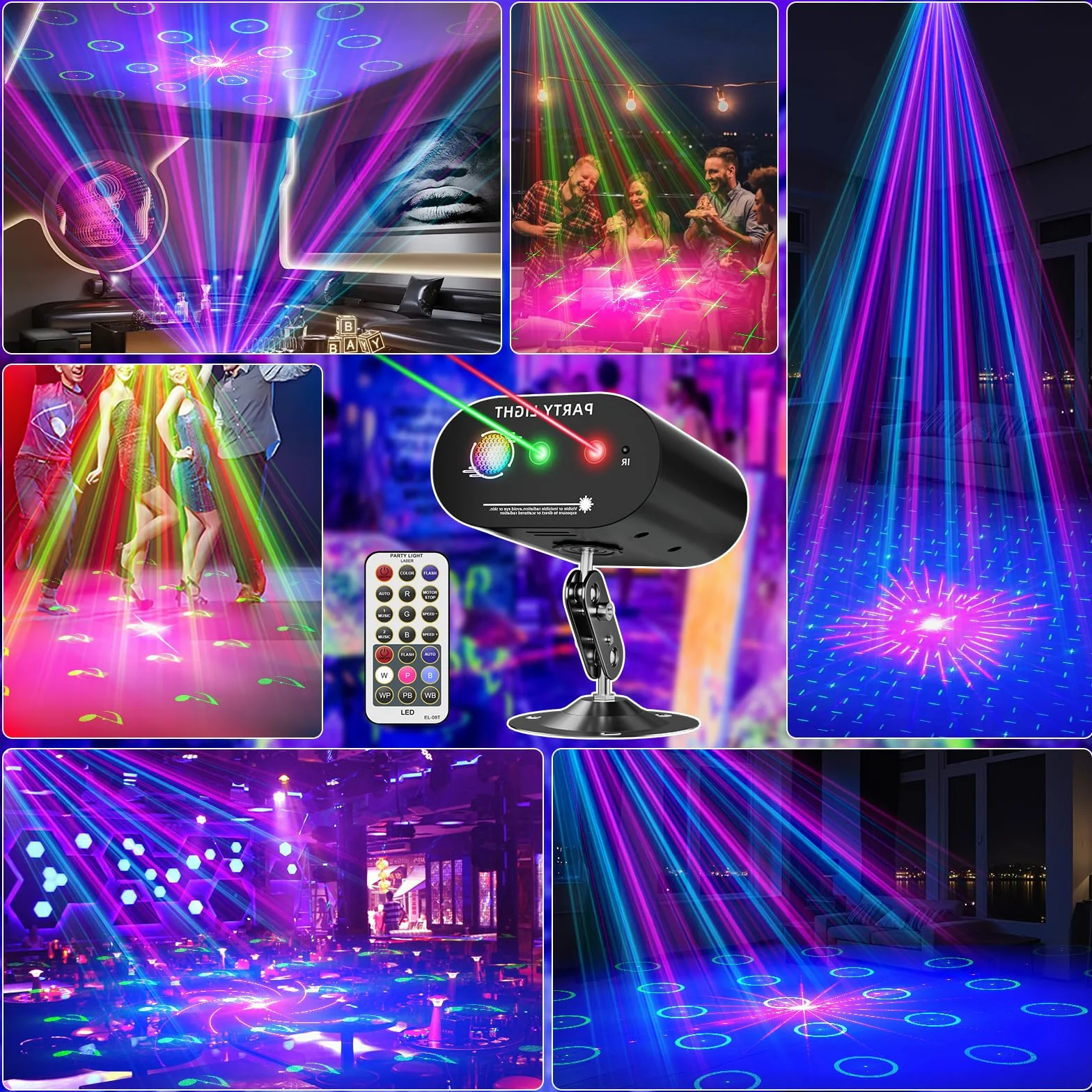 Palla Disco DJ Festa, Telecomando Sonora, LED RGB Lampeggiante ABS, Proiettore Dekor Natal/Rave/Klubb/Bar/Sala