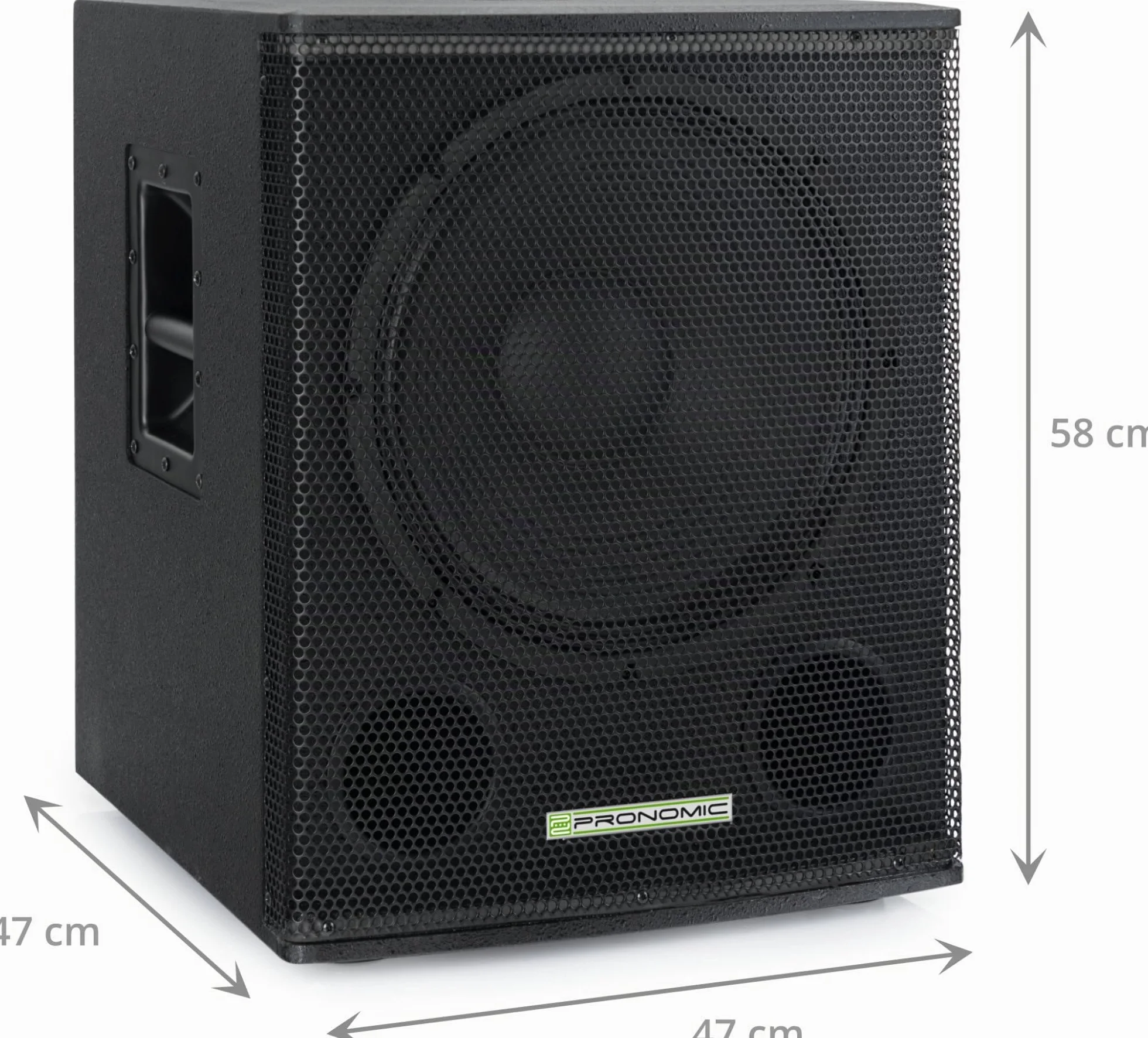 Pronomic SA-15 Sub Subwoofer Activo - 1x Altavoz de 15" con Aberturas bassreflex - 600 vatios Pico - SPL máx.: 124 dB - Brida de 35 mm - Negro
