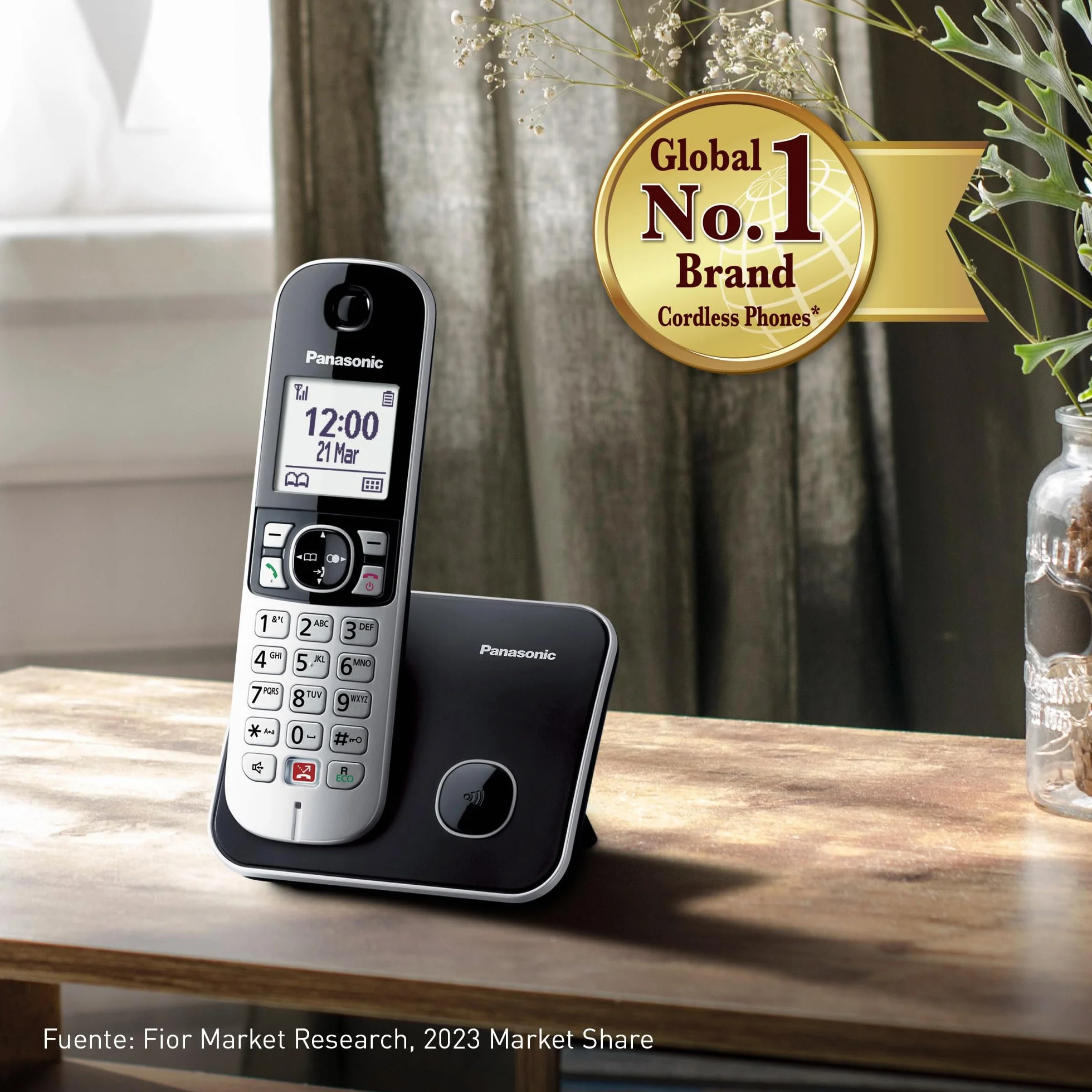 Panasonic KX-TG6852 Teléfono Fijo Inalámbrico Dúo Manos Libres Plateado