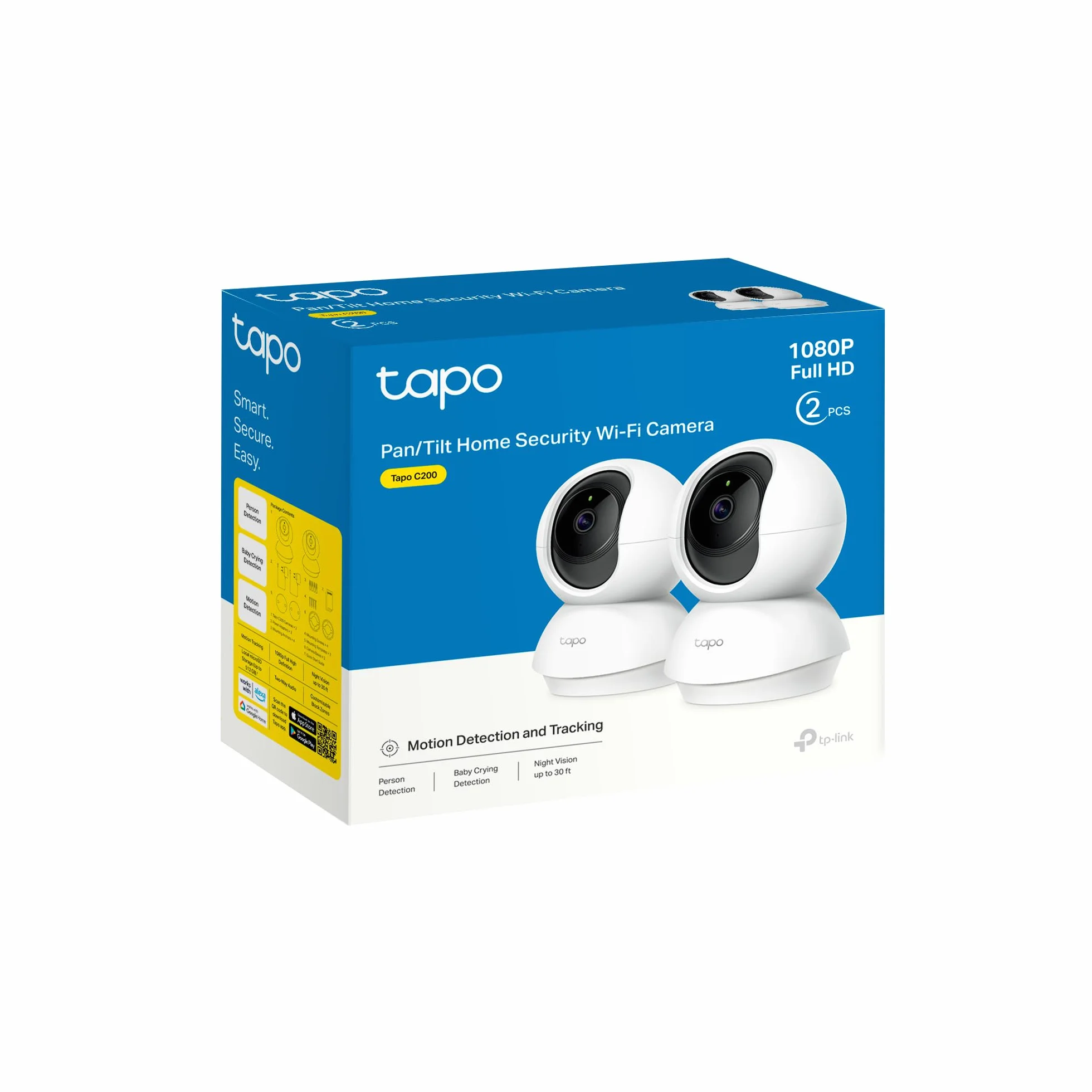 Tapo C200P2 Cámara IP WiFi 360° FHD 1080p Visión Nocturna Detección de Movimiento Control Remoto Compatible con Alexa