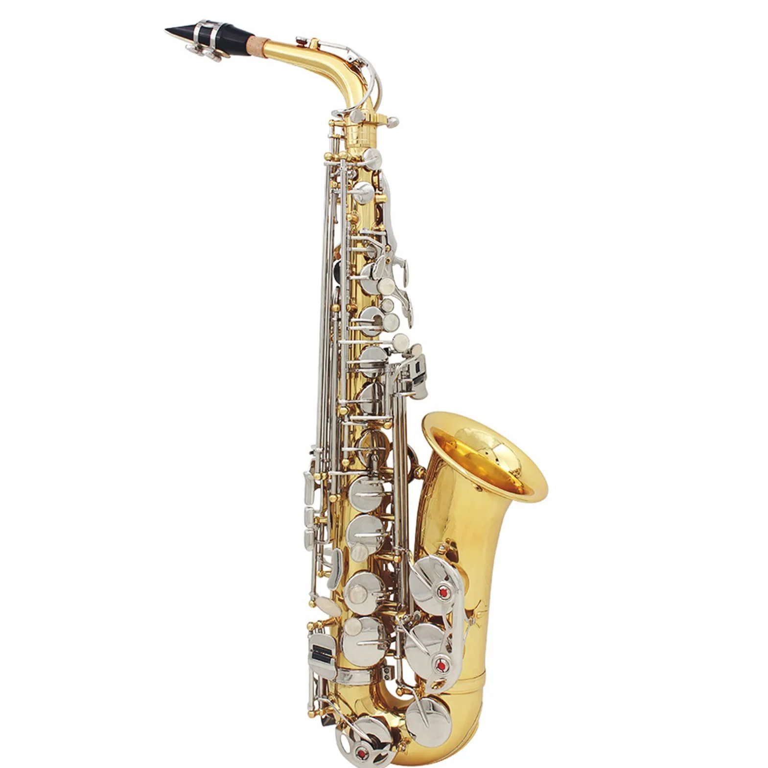 HUIOP LADE Saxofón Alto Saxófono Latón Brillante Grabado Eb E-Flat Botón de Shell Blanco Natural Instrumento de Viento con los Guantes Caso Mute Paño de Limpieza Cepillo de Banda,Saxófono