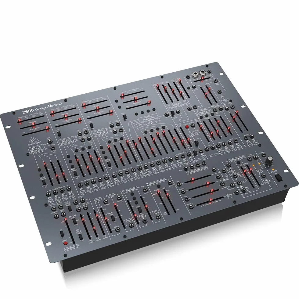 Behringer 2600 GRAY MEANIE Sintetizador Analógico Semimodular, Edición Especial, Con 3 VCO Y VCF Multimodo Y Reverberación De Resorte En Formato De Montaje De 8 Bastidores En U