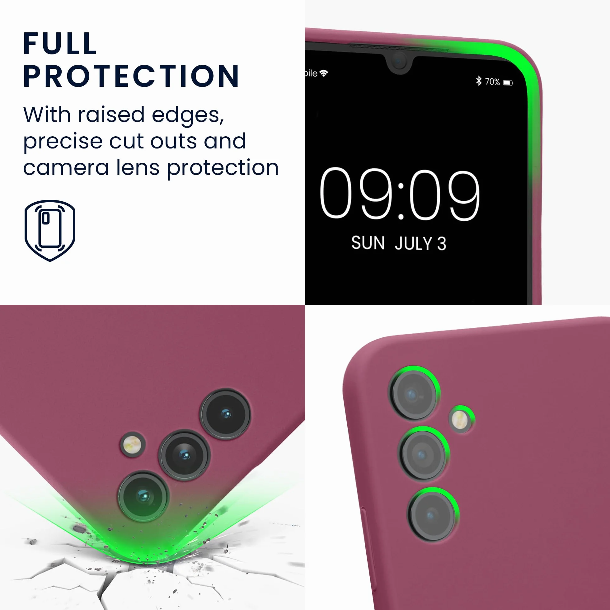 kwmobile Carcasa Compatible con Samsung Galaxy A34 5G Funda - Case TPU y Silicona con Interior de Microfibra - Suave Protector antigolpes para móvil - orquídea Morada