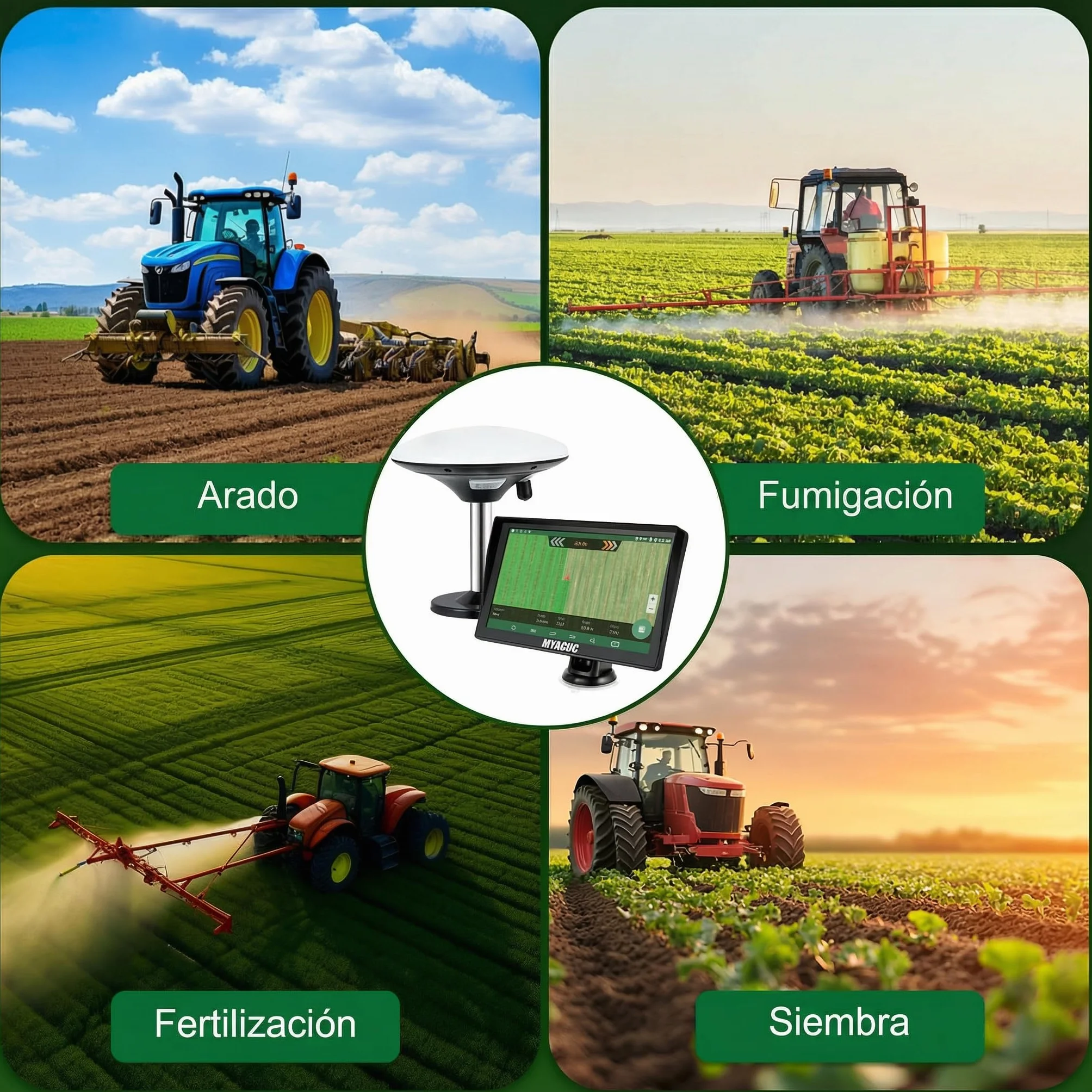 Navegador GPS para Tractor, Navegador Agrícola GNSS, Pantalla Táctil 9", Posicionamiento Automático