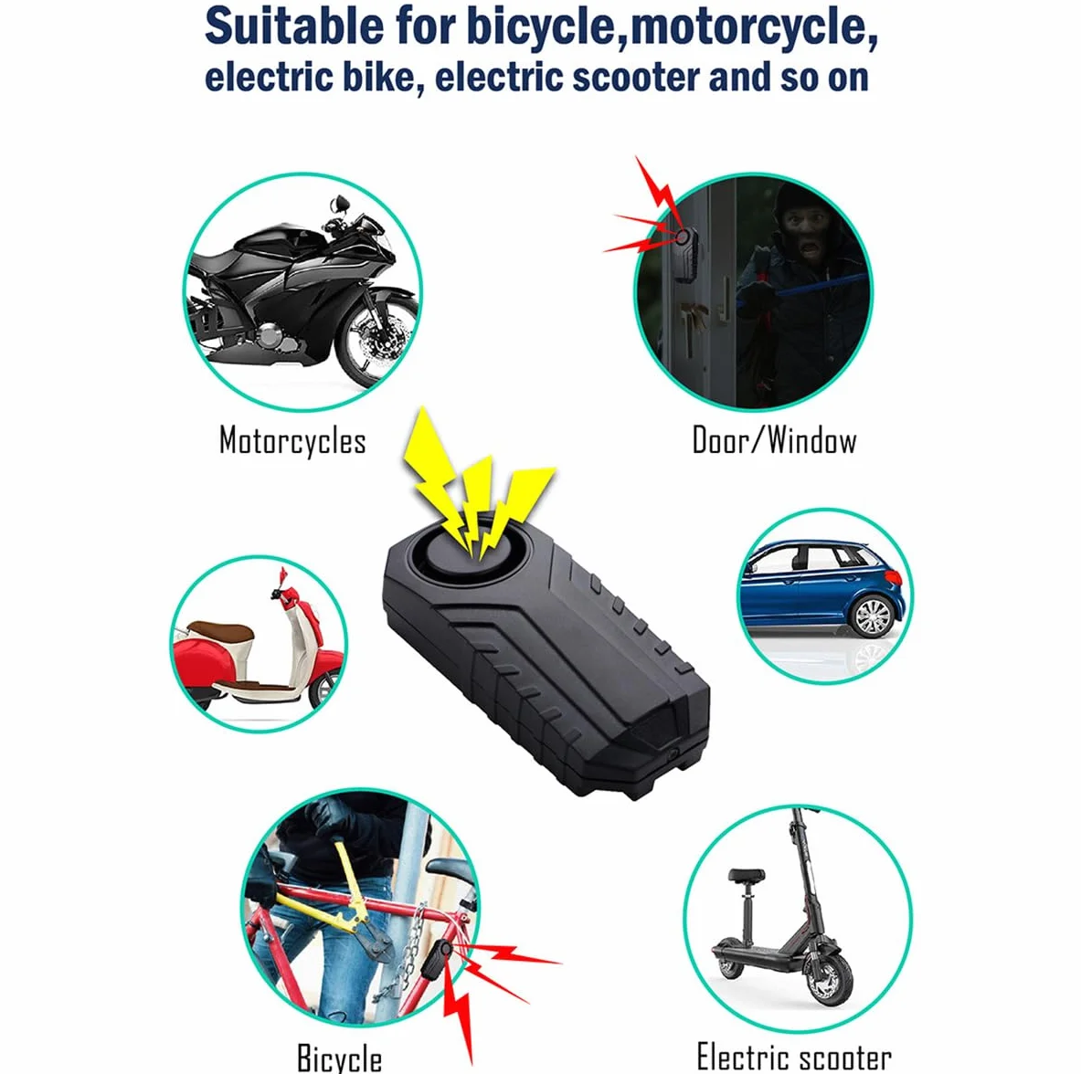 Alarma de Bicicleta Actualizada Sensor de Movimiento de Vibración Inalámbrico a Prueba de Agua Antirrobo 113dB con Control Remoto para Bicicletas Motocicletas Coche Scooter Vehículos